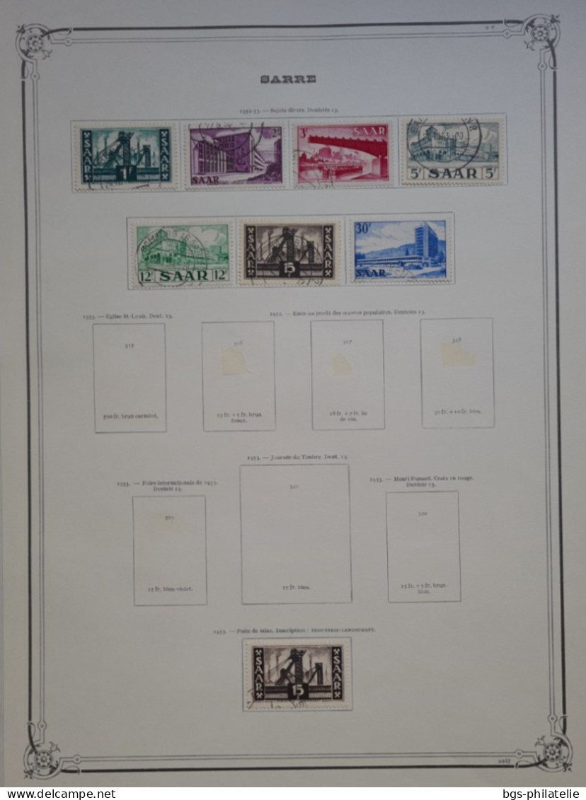 Sarre, collection de timbres neufs * et oblitérés.