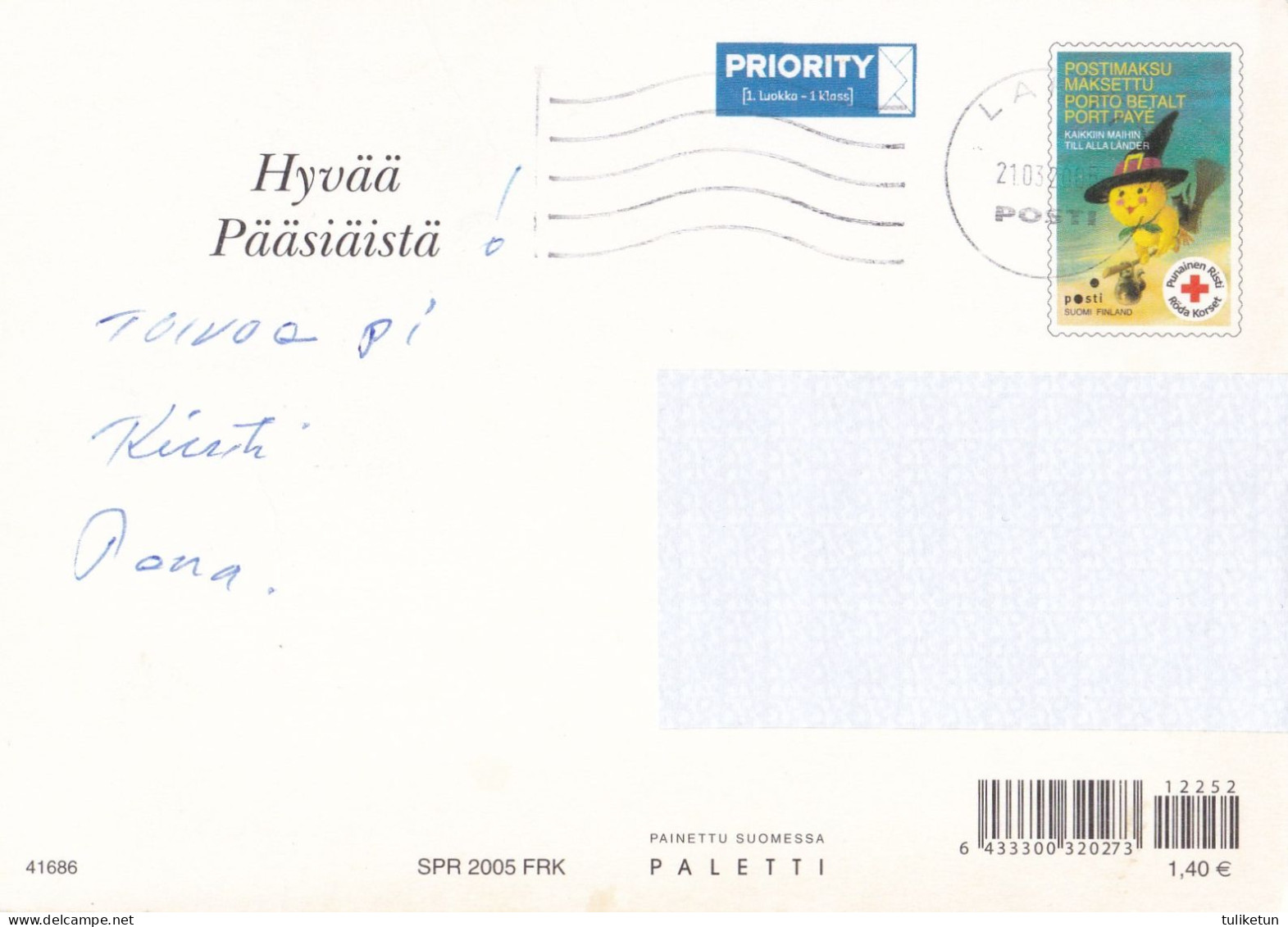 Postal Stationery - Easter Flowers - Daffodils - Narcissus - Eggs - Red Cross 2005 - Suomi Finland - Postage Paid - Postal Stationery