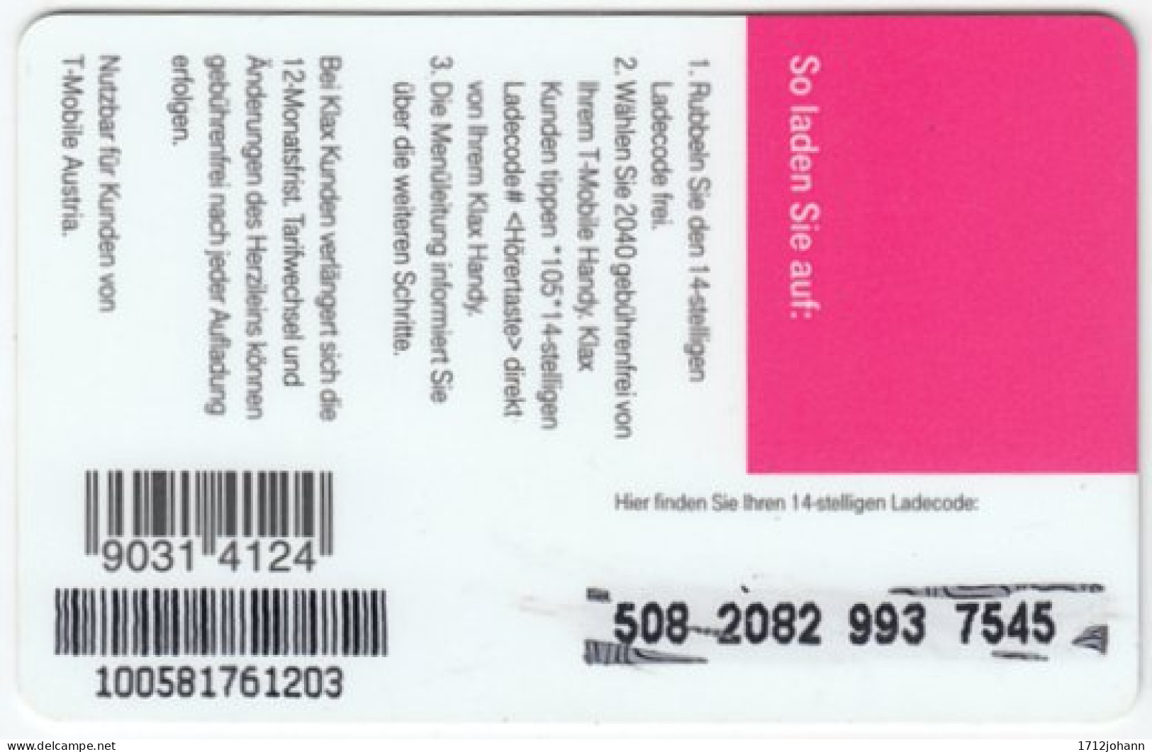 AUSTRIA N-215 Recharge T-Mobile - Cinema, Visitor - Used - Oesterreich