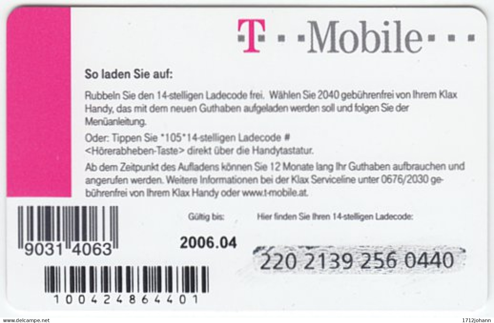AUSTRIA N-226 Recharge T-Mobile - People, Woman - Used - Oesterreich
