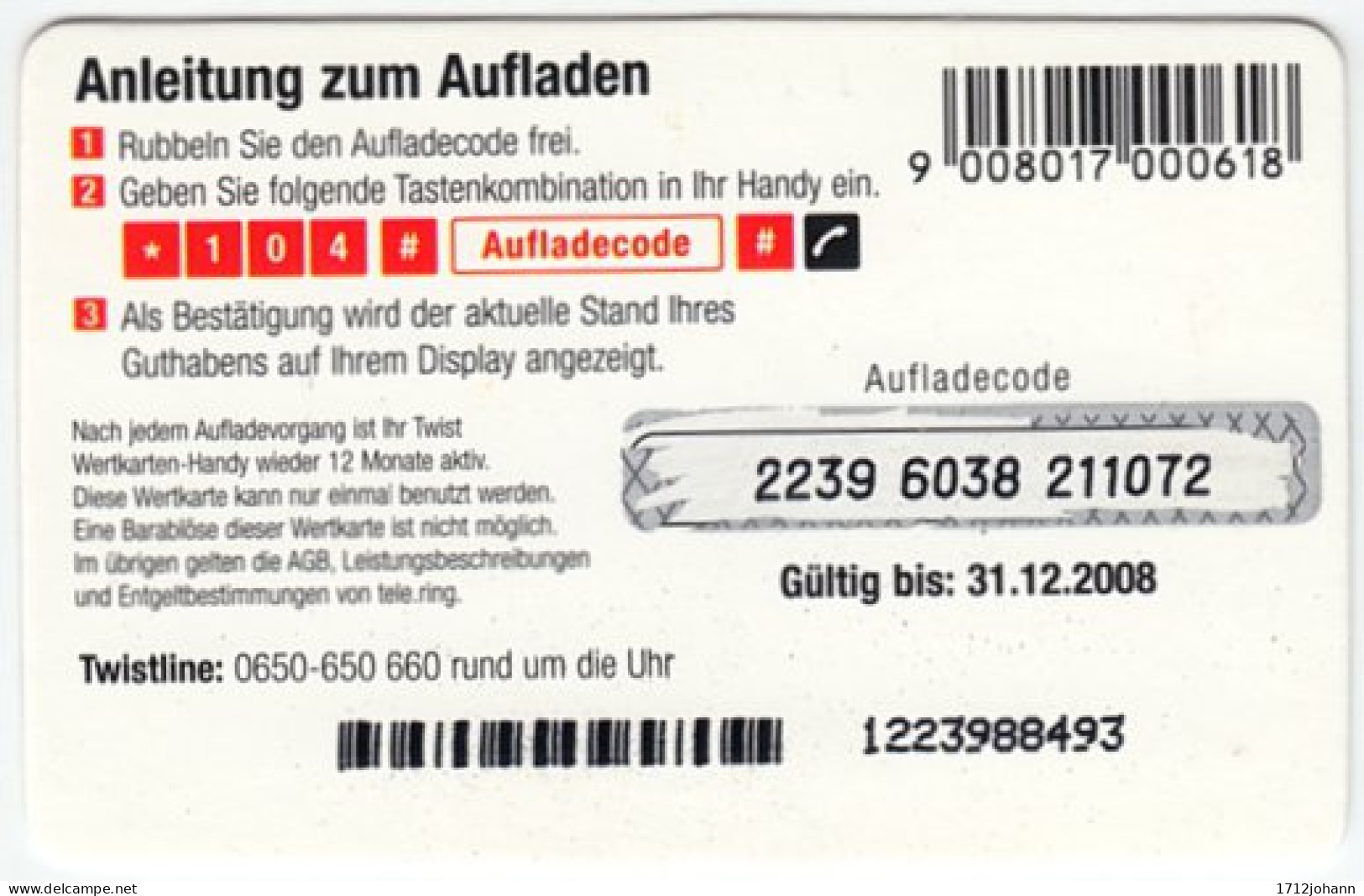 AUSTRIA N-398 Recharge Tele.ring - Used - Oostenrijk