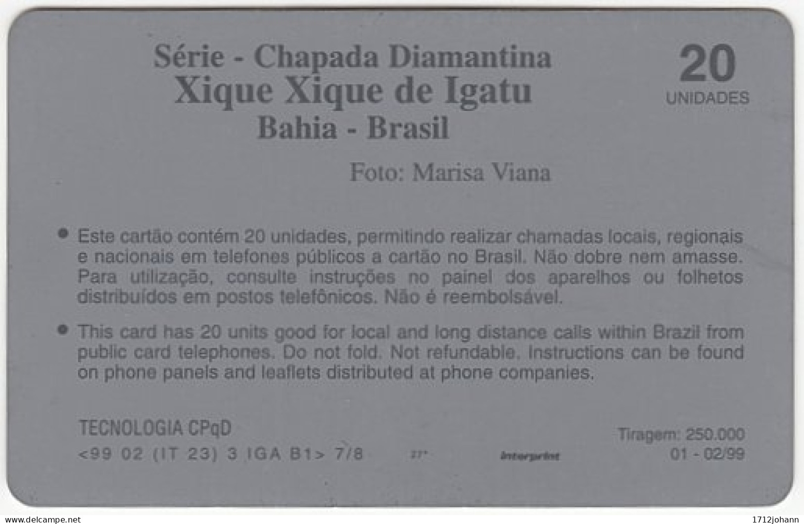 BRASIL N-108 Magnetic Telebahia - Culture, Ruins - Used - Brésil