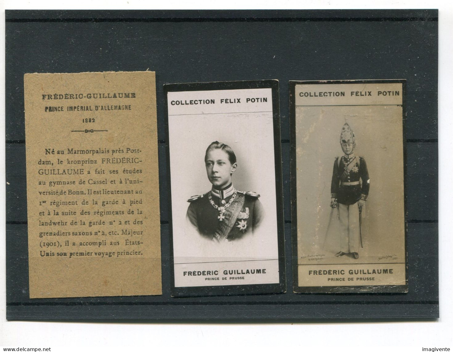 Lot De 2 Images Photos Felix Potin Frederic Guillaume Prince De PRUSSE   Avec Biographie - Alben & Sammlungen