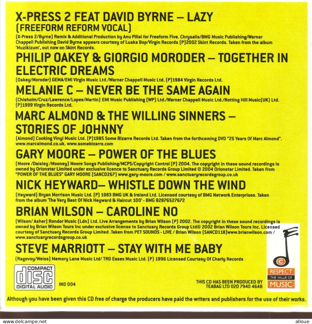 FREE AND SINGLE VOL 2 - CD THE INDEPENDENT - POCHETTE CARTON - X-PRESS 2 - PHILIP OAKEY-MELANIE C-MARC ALMOND - Other - English Music