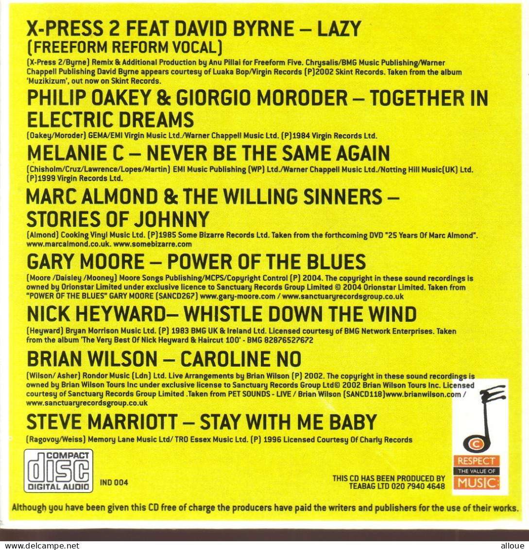 FREE AND SINGLE VOL 2 - CD THE INDEPENDENT - POCHETTE CARTON - X-PRESS 2 - PHILIP OAKEY-MELANIE C-MARC ALMOND - Altri - Inglese