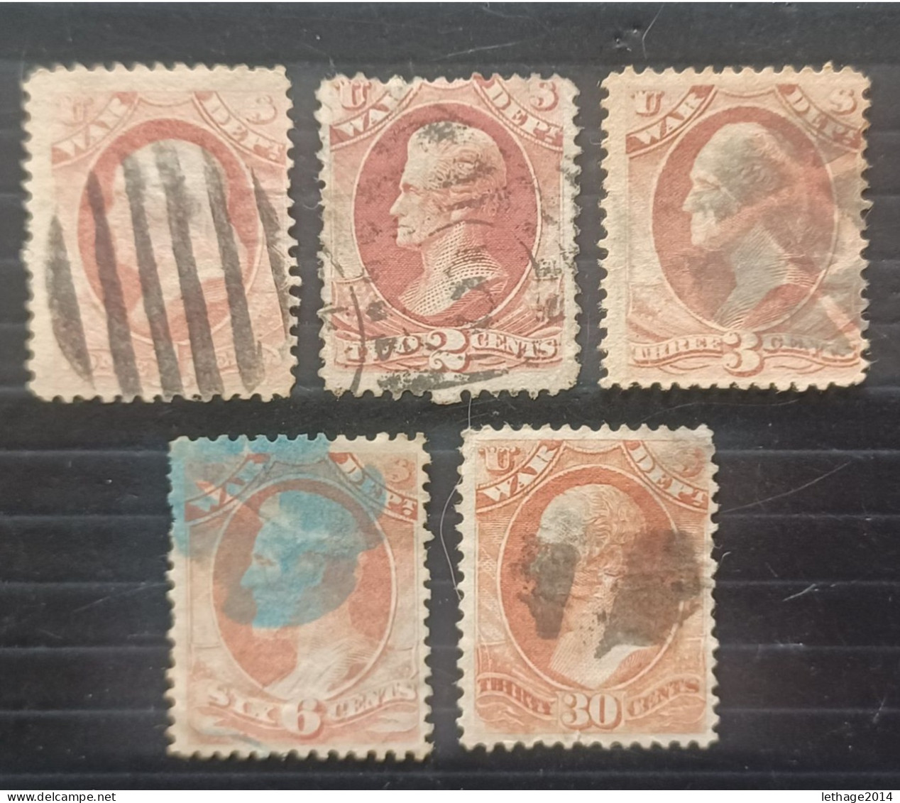 UNITED STATE 1870 OFFICIAL STAMPS AGRICULTURE DEPT WAR SC N O83-O84-O85-O86-O92 SOME DEFECTS - Oblitérés