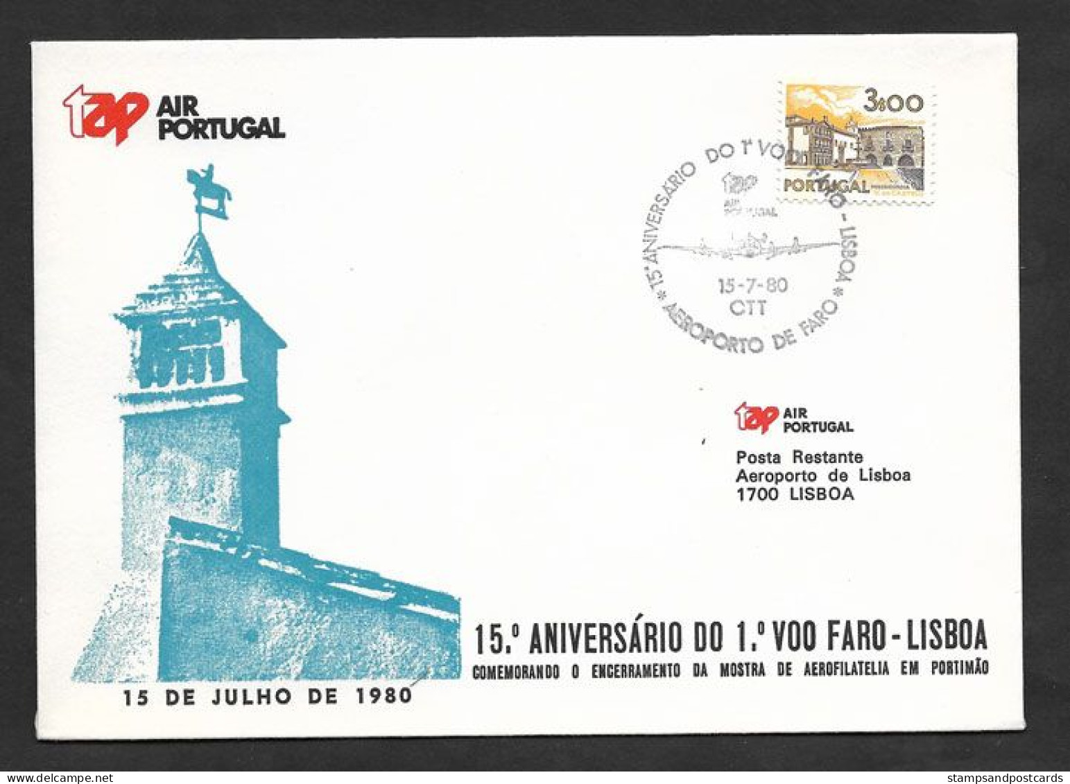 Portugal 15 Ans Premier Vol TAP Faro Algarve Lisbonne 1980 Faro Lisbon 15 Years First Flight - Briefe U. Dokumente