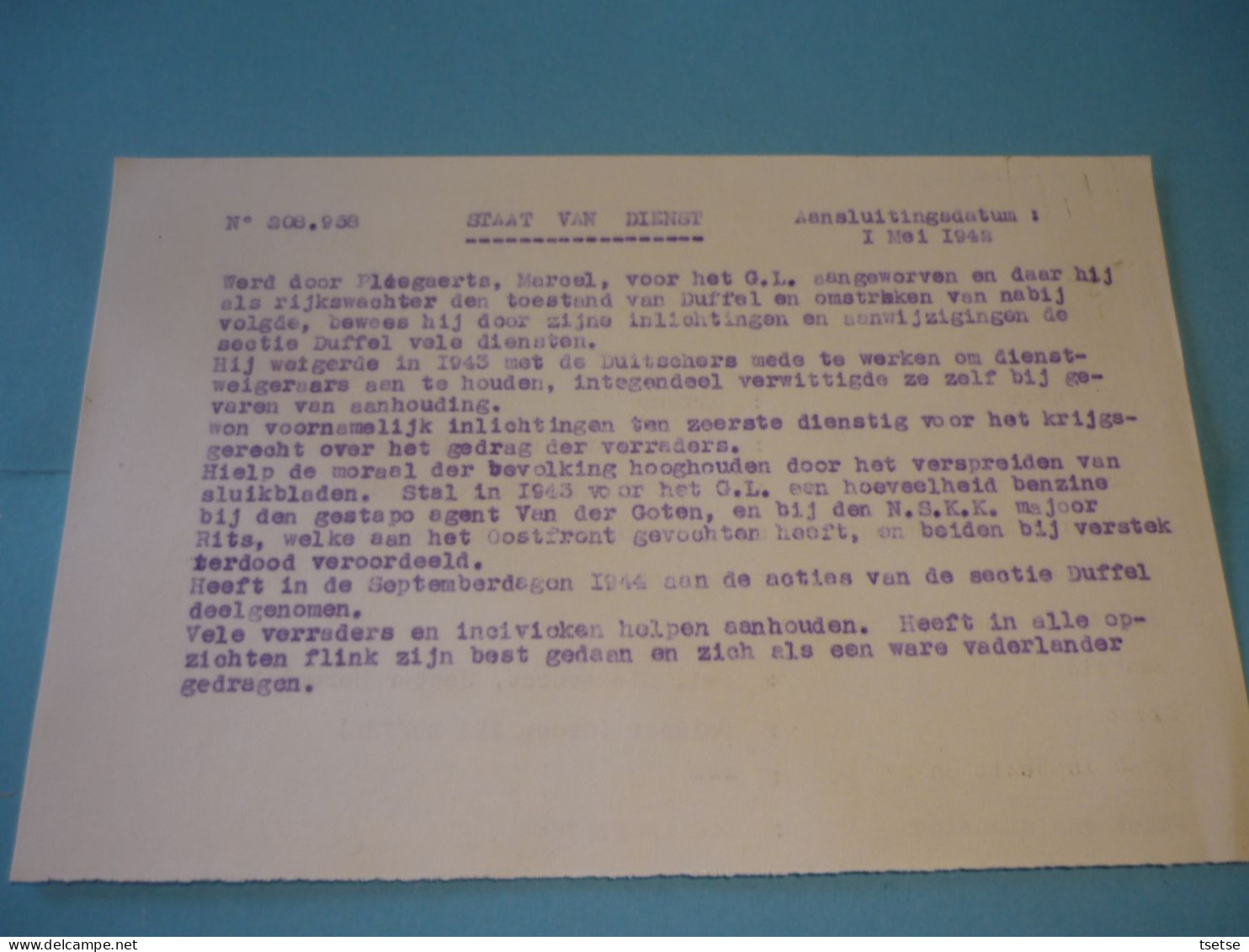 VW 2 - 130 Bestanden Geschreven In Het Nederlands Voor Leden Van Het Geheime Leger-Armée Secrète / Provincie Antwerpen - Historische Dokumente