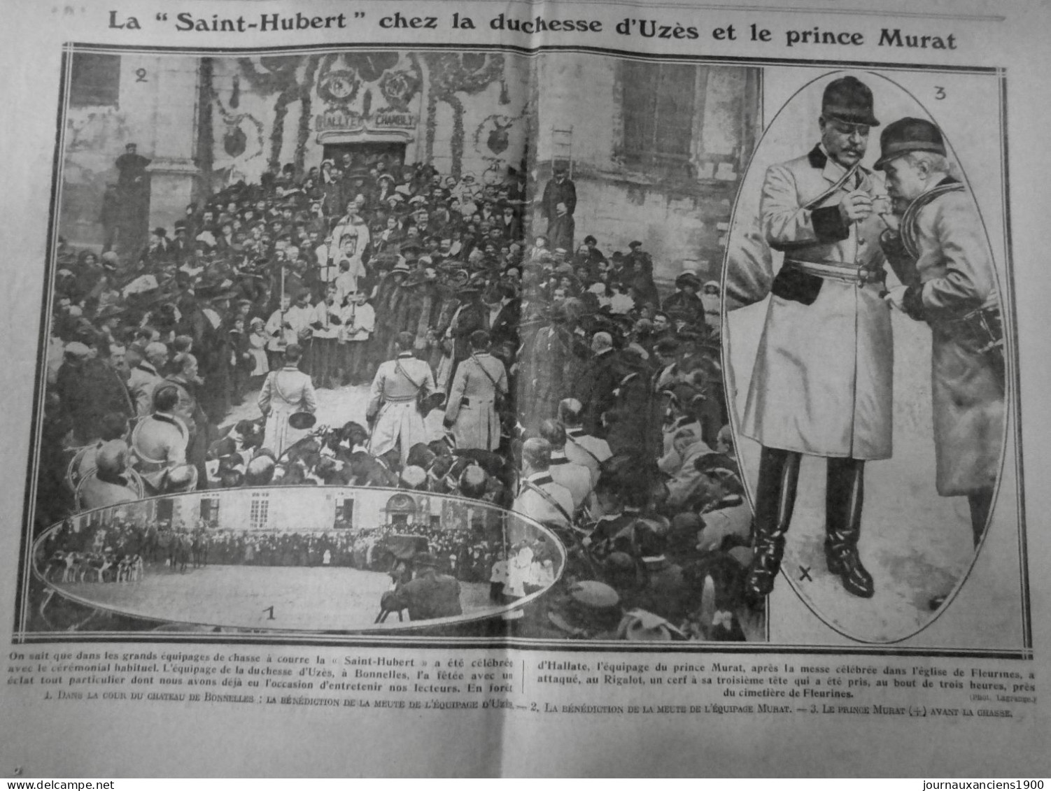 1911 EXCELSIOR ARTICLE DE PRESSE SAINT HUBERT DUCHESSE UZES MURAT 1 JOURNAL ANCIEN - Glass Slides