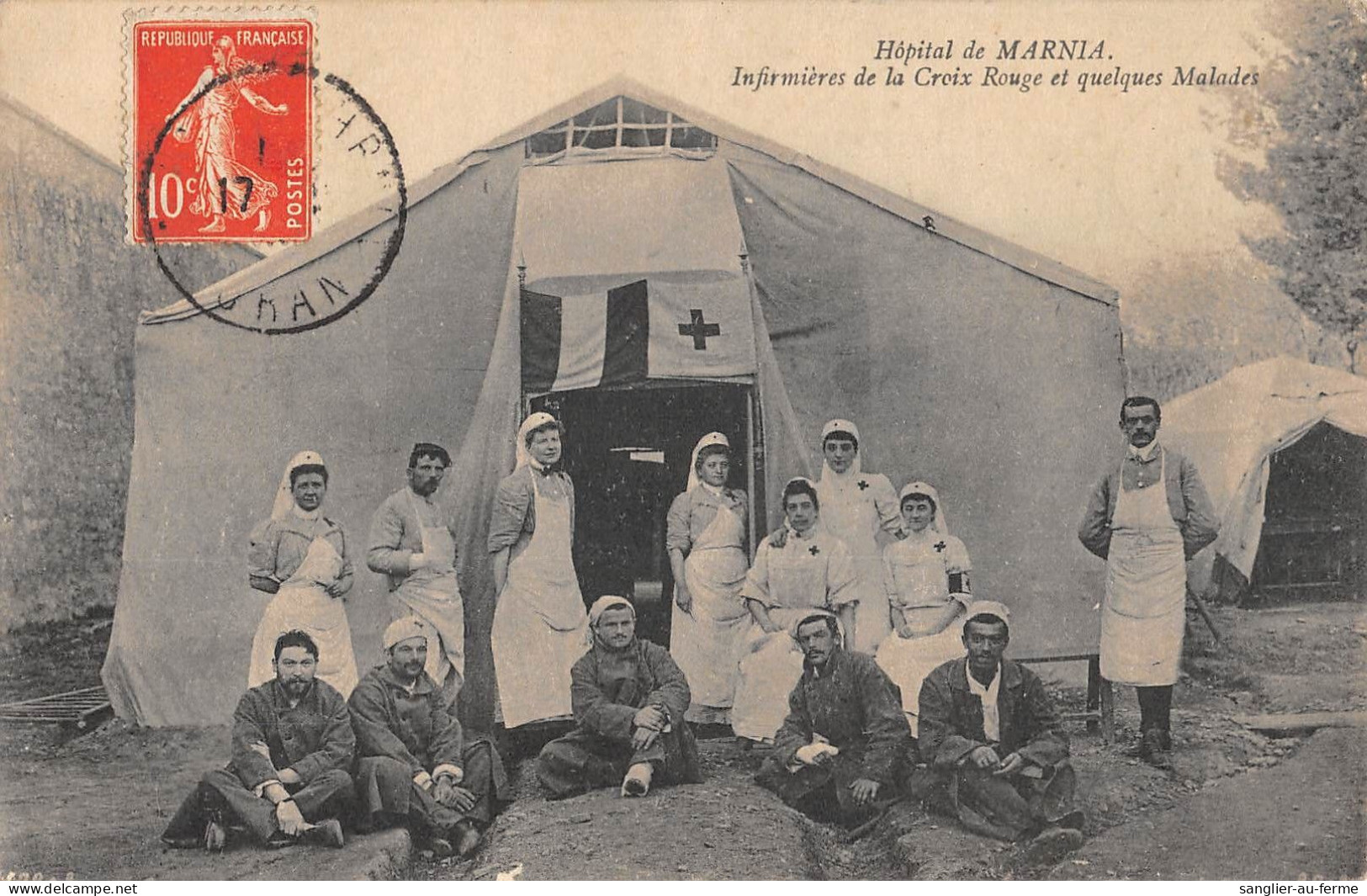 CPA ALGERIE / HOPITAL DE MARNIA / INFIRMIERES DE LA CROIX ROUGE ET QUELQUES MALADES - Autres & Non Classés