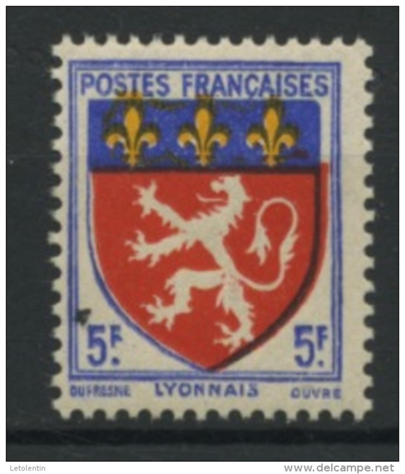 FRANCE -  LYONNAIS - N° Yvert 572** JAUNE DECALÉ - 1941-66 Wapenschilden