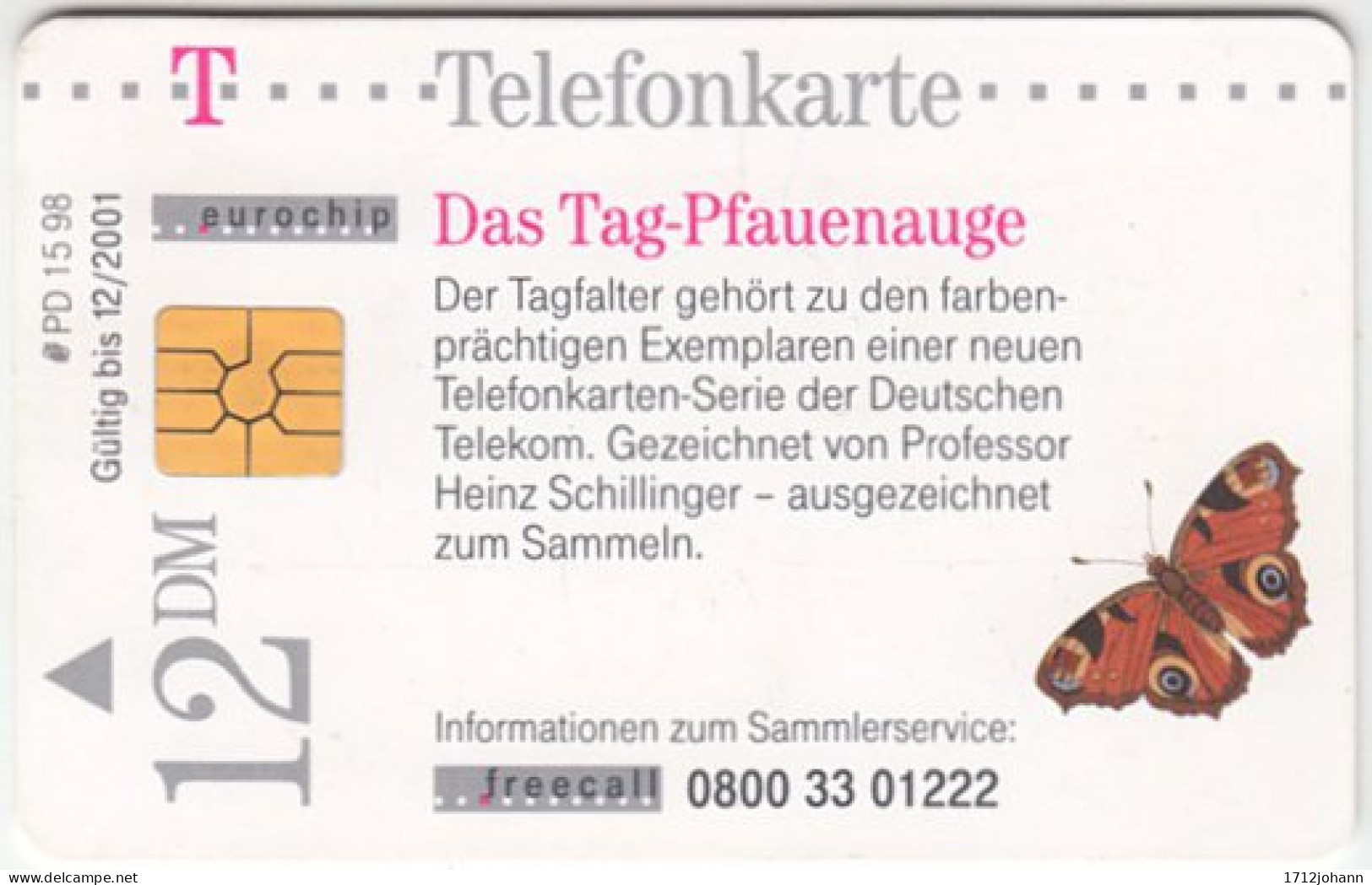 GERMANY PD-Serie A-392 - 15.98 (3812) - Painting, Animal, Butterrfly - Used - P & PD-Series: Schalterkarten Der Dt. Telekom
