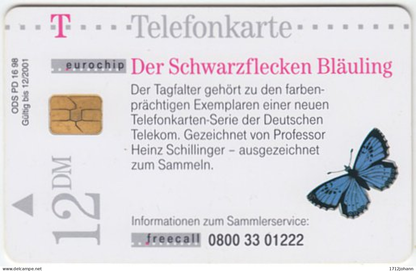 GERMANY PD-Serie A-397 - 16.98 (2811) - Painting, Animal, Butterrfly (2110, Fluor) - Used - P & PD-Series: Schalterkarten Der Dt. Telekom