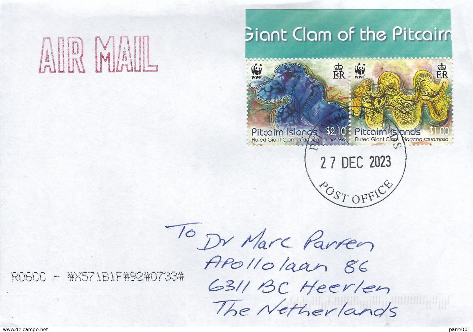 Pitcairn 2023 Adamstown WWF Fluted Giant Clam Tridacna Squamosa Cover - Pitcairneilanden