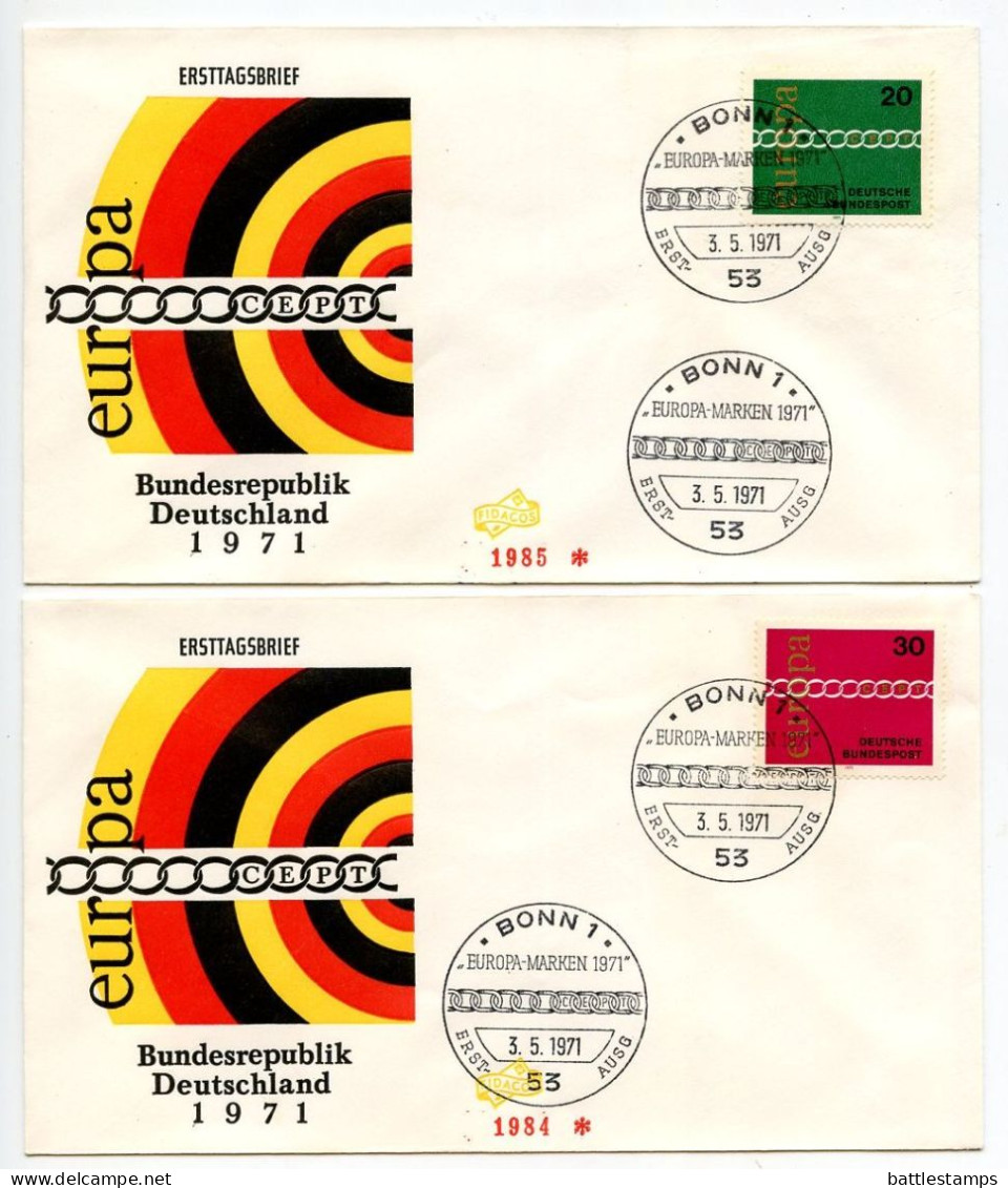 Germany, West 1971 4 FDCs Scott 1064-1065 Europa - 1971-1980