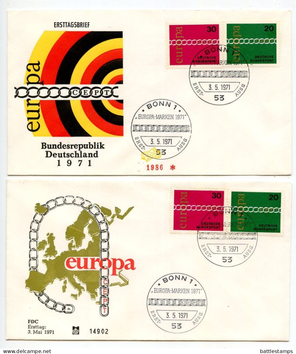 Germany, West 1971 4 FDCs Scott 1064-1065 Europa - 1971-1980