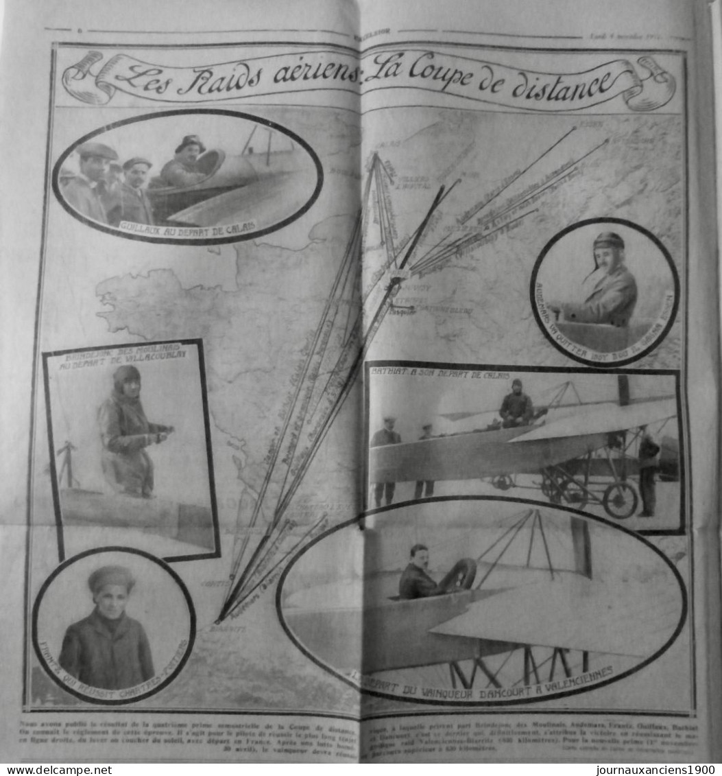 1912 EXCELSIOR ARTICLE DE PRESSE AVIATION RAID AERIEN COUPE DISTANCE DANCOURT 1 JOURNAL ANCIEN - Plaques De Verre