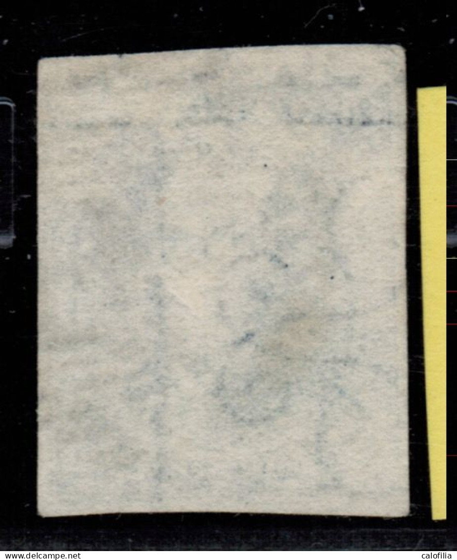 COB 4A, Bleu, Bord De Feuille, Papier Epais, 4 Marges, Obliteration P4 ANVERS, VAL COB 70 EUR - 1849-1850 Medallions (3/5)