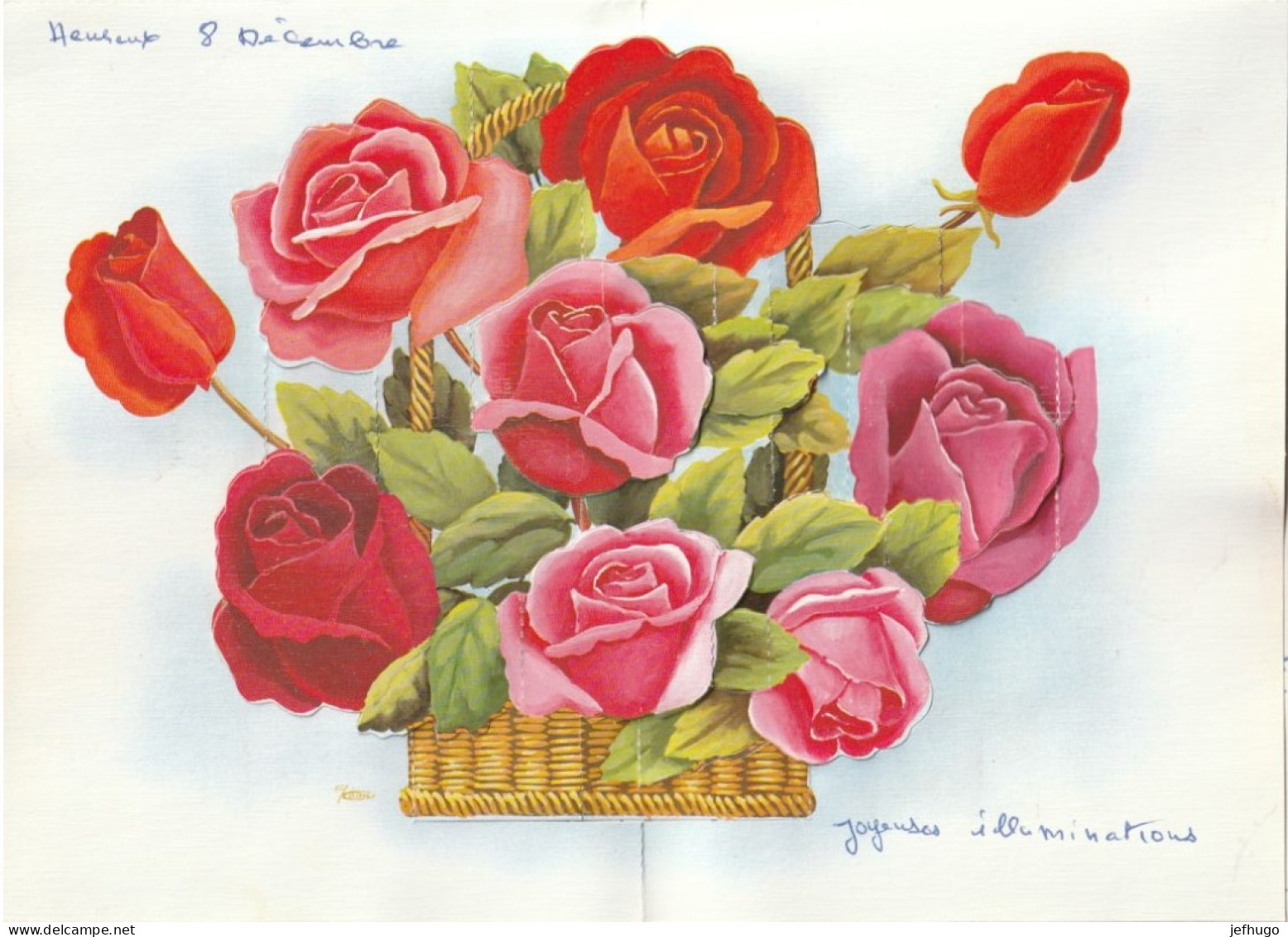 R - CARTE A SYSTEME POP UP ANNIVERSAIRE . PANIER DE ROSES . 1238/2 - Birthday