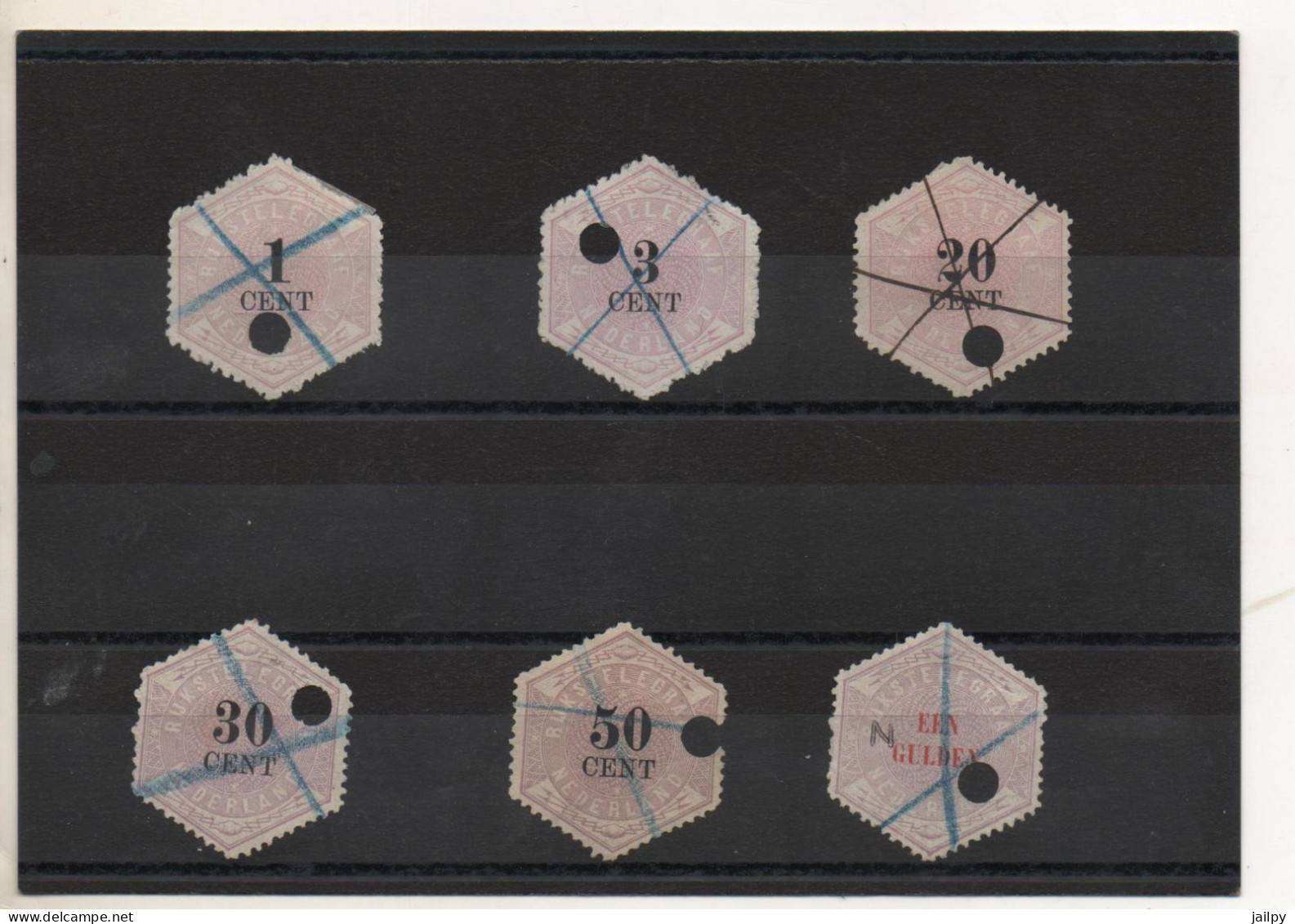 PAYS-BAS    6 Timbres    Télégraphes    Oblitérés - Telegraph