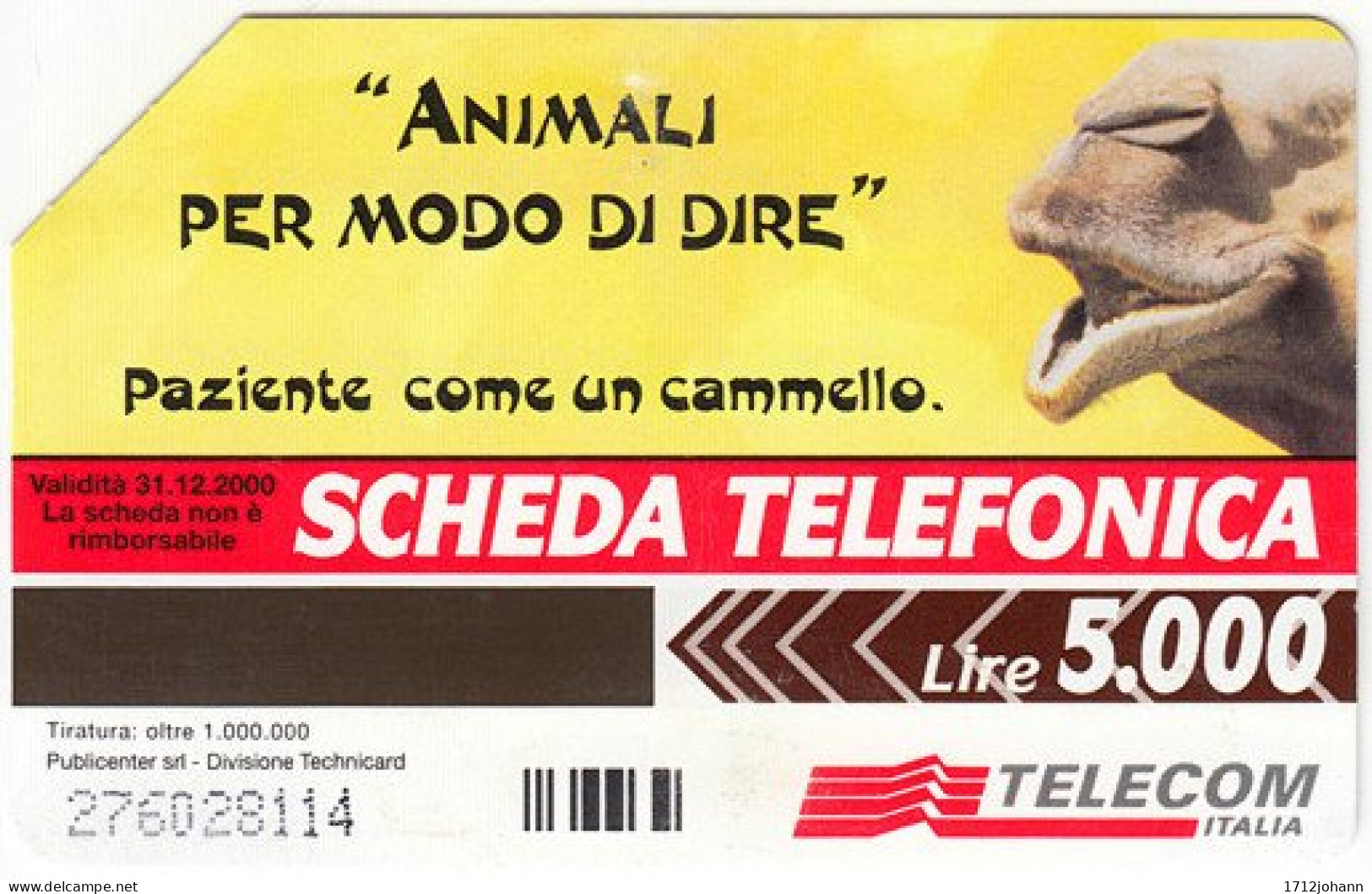 ITALY A-157 Magnetic Telecom - Animal, Camel - (5.000 L) - Used - Publiques Figurées Ordinaires