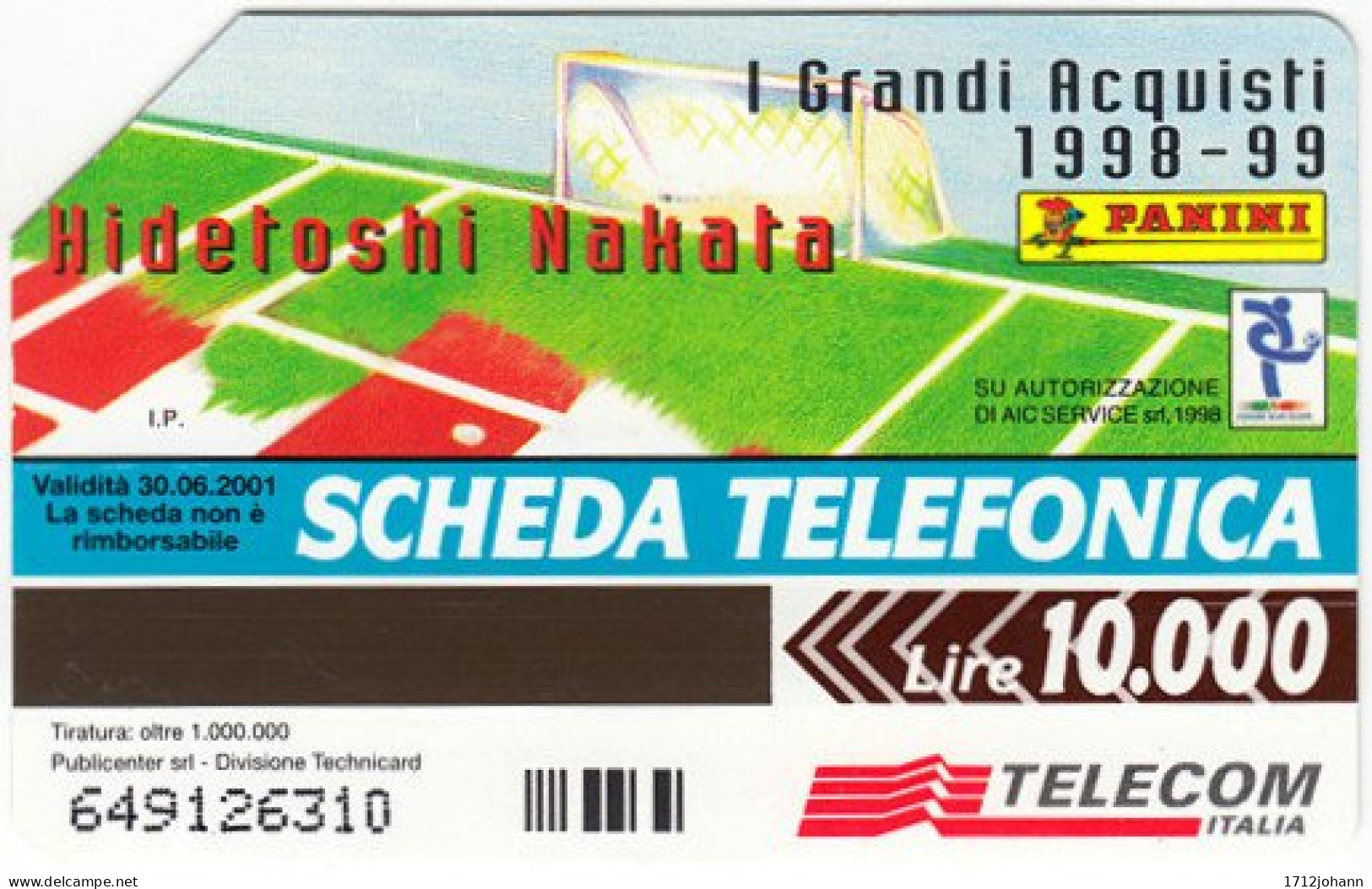 ITALY A-200 Magnetic Telecom - Sport, Soccer, Collection, Panini - (10.000 L) - Used - Publiques Figurées Ordinaires