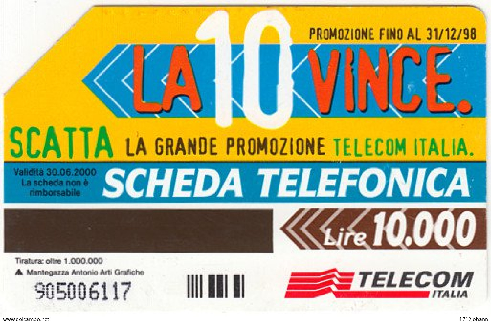 ITALY A-215 Magnetic Telecom - (10.000 L) - Used - Publiques Figurées Ordinaires