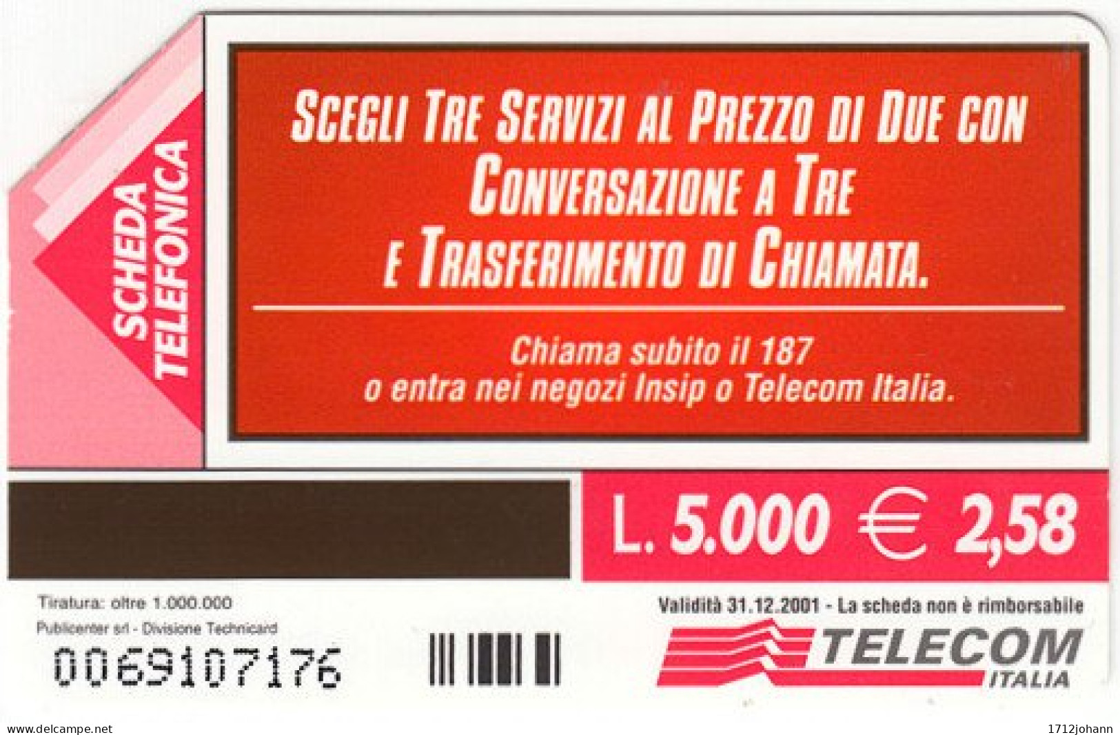 ITALY A-295 Magnetic Telecom - (5.000 L) - Used - Publiques Figurées Ordinaires