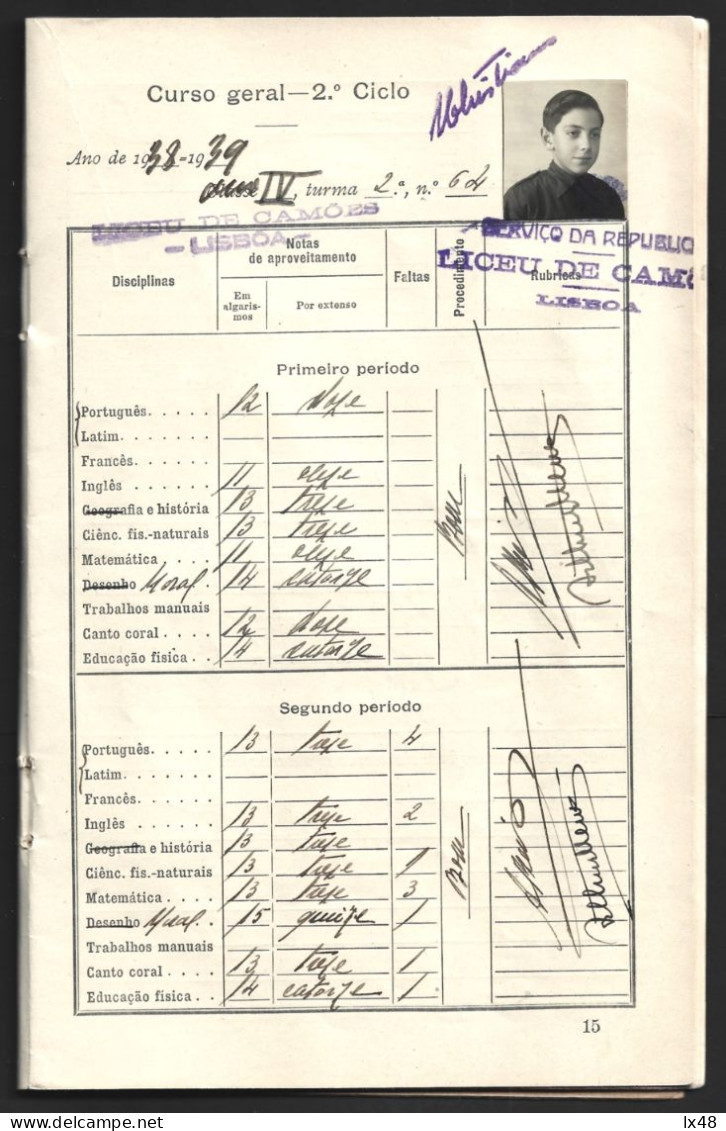 Exclusive School Notebook The National Press. Liceu De Camões, Lisbon. Years 1925/1942. Caderno Escolar Exclusivo Da Imp - Diploma & School Reports