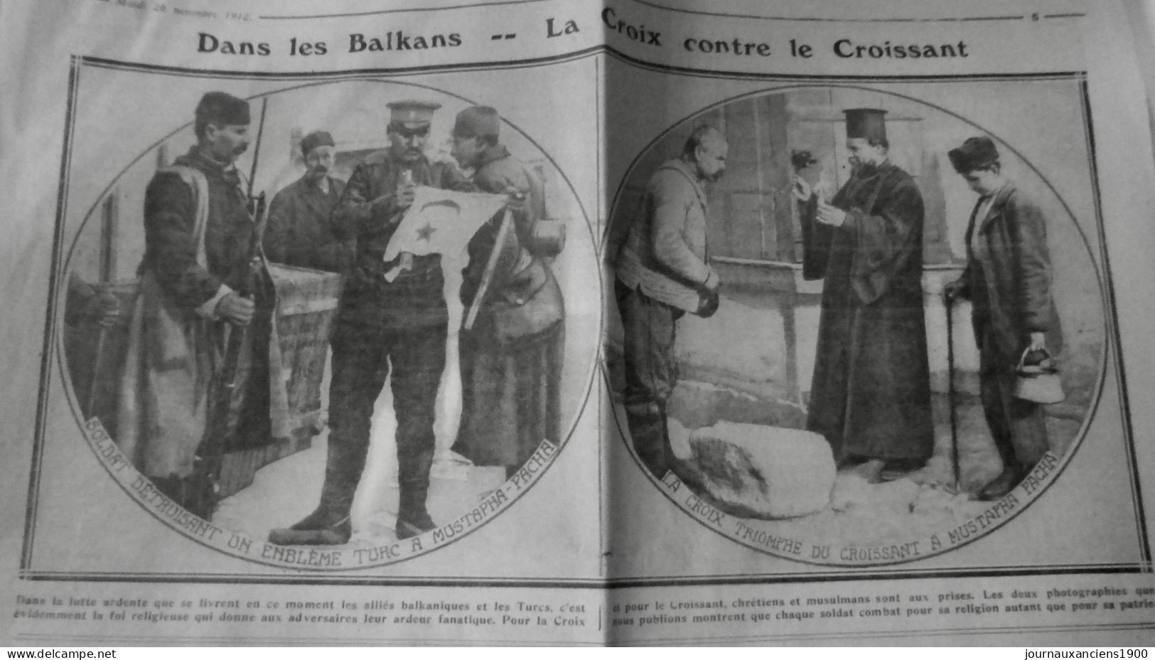 1912 EXCELSIOR ARTICLE DE PRESSE BALKAN CROIX CROISSANT RELIGION 1 JOURNA ANCIEN - Glasplaten