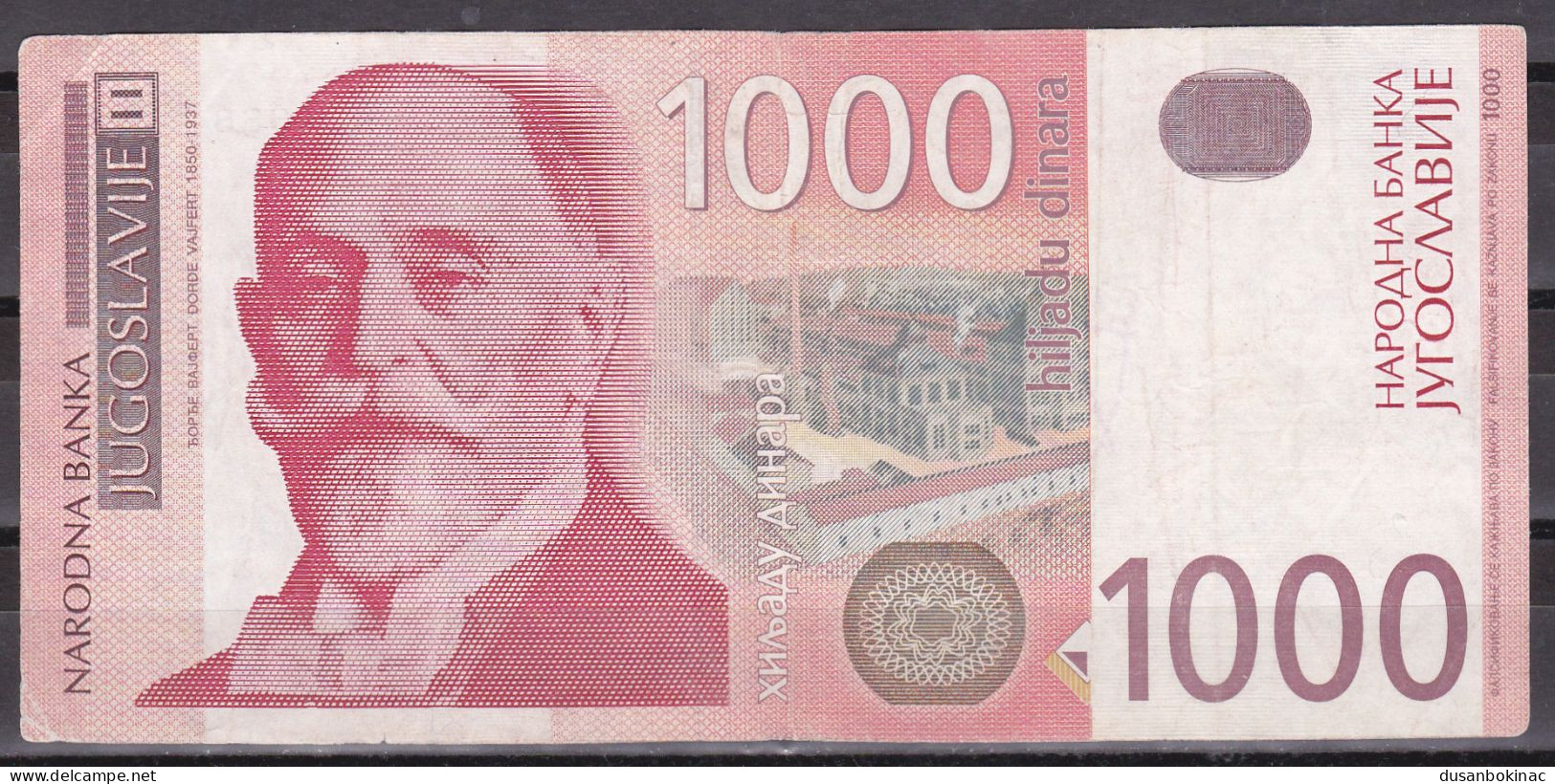 Serbia-1000 Dinara 2001 Signature Dinkic, XF-VF Rare - Yougoslavie