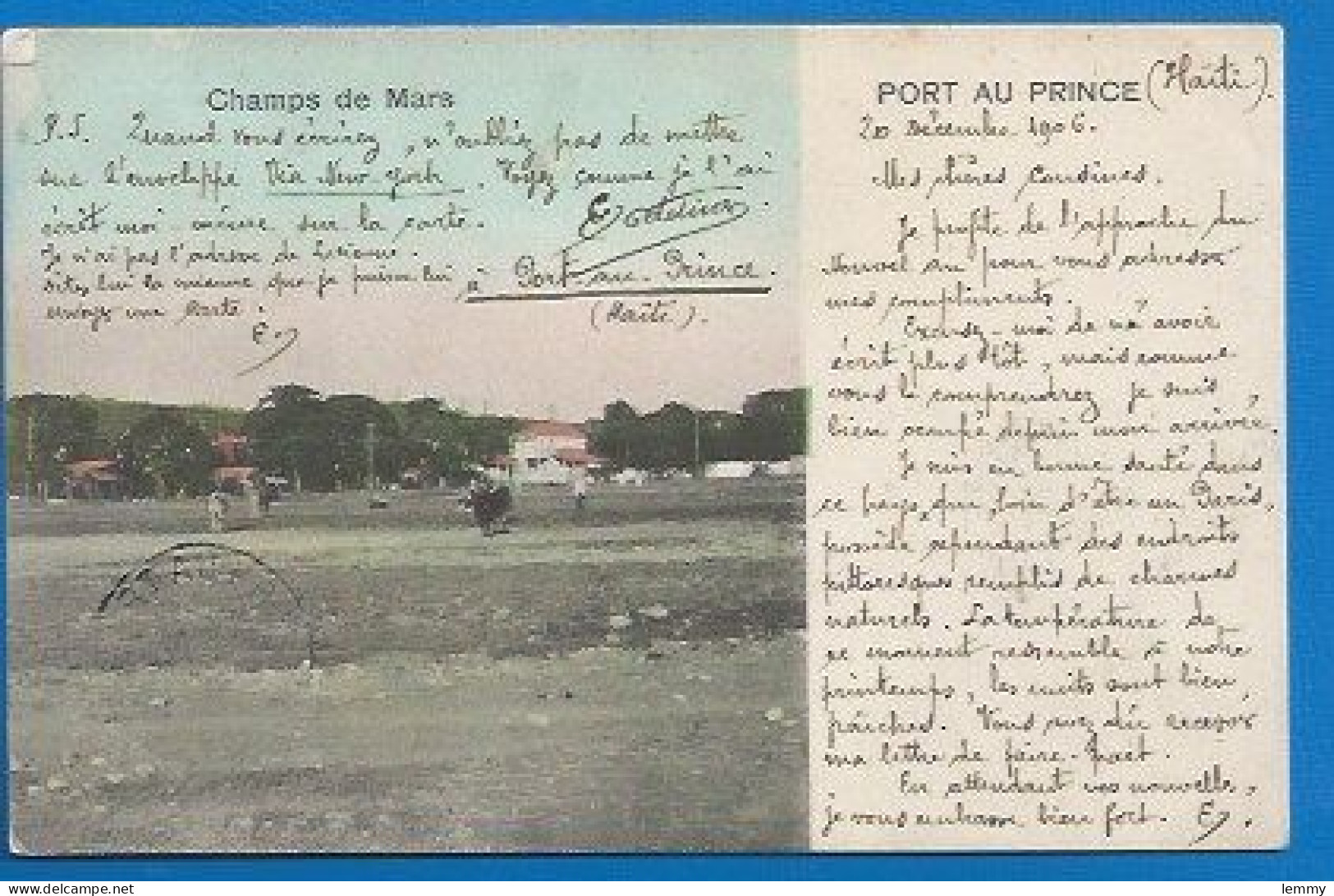 HAÏTI - PORT-AU-PRINCE - CHAMP DE MARS - PRECURSEUR - 1906 - A Voyagé Via STEAMER "VENETIA" - Voir Verso - Haïti