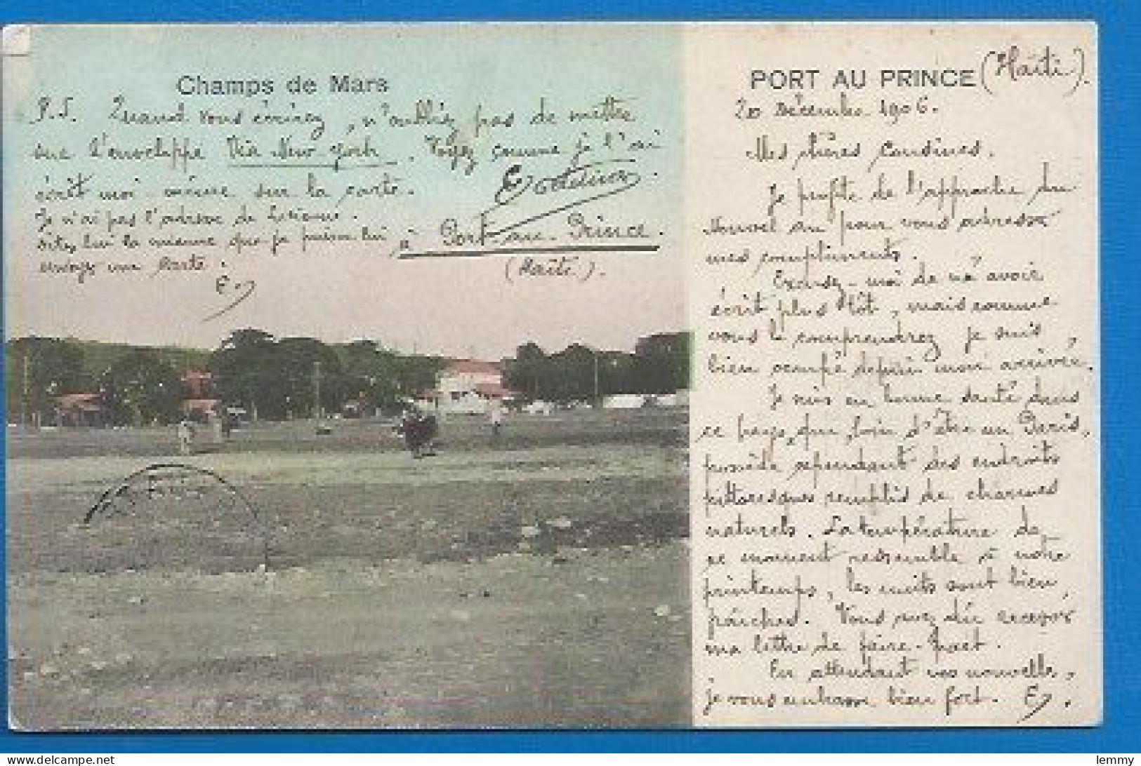 HAÏTI - PORT-AU-PRINCE - CHAMP DE MARS - PRECURSEUR - 1906 - A Voyagé Via STEAMER "VENETIA" - Voir Verso - Haití