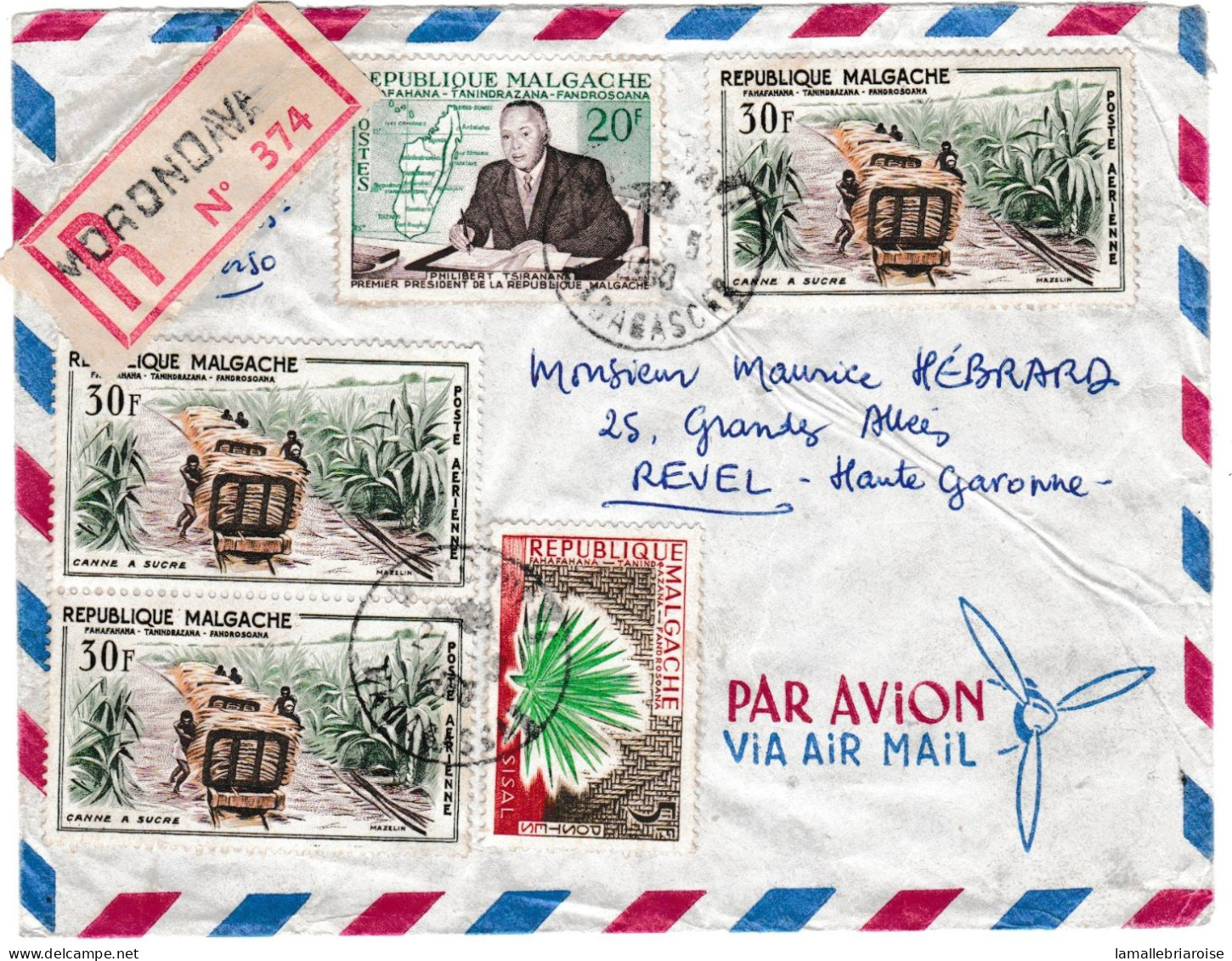 Madagascar, Enveloppe Recommandée De Voronoava Pour Revel, Coin Daté Au Verso - Madagaskar (1960-...)