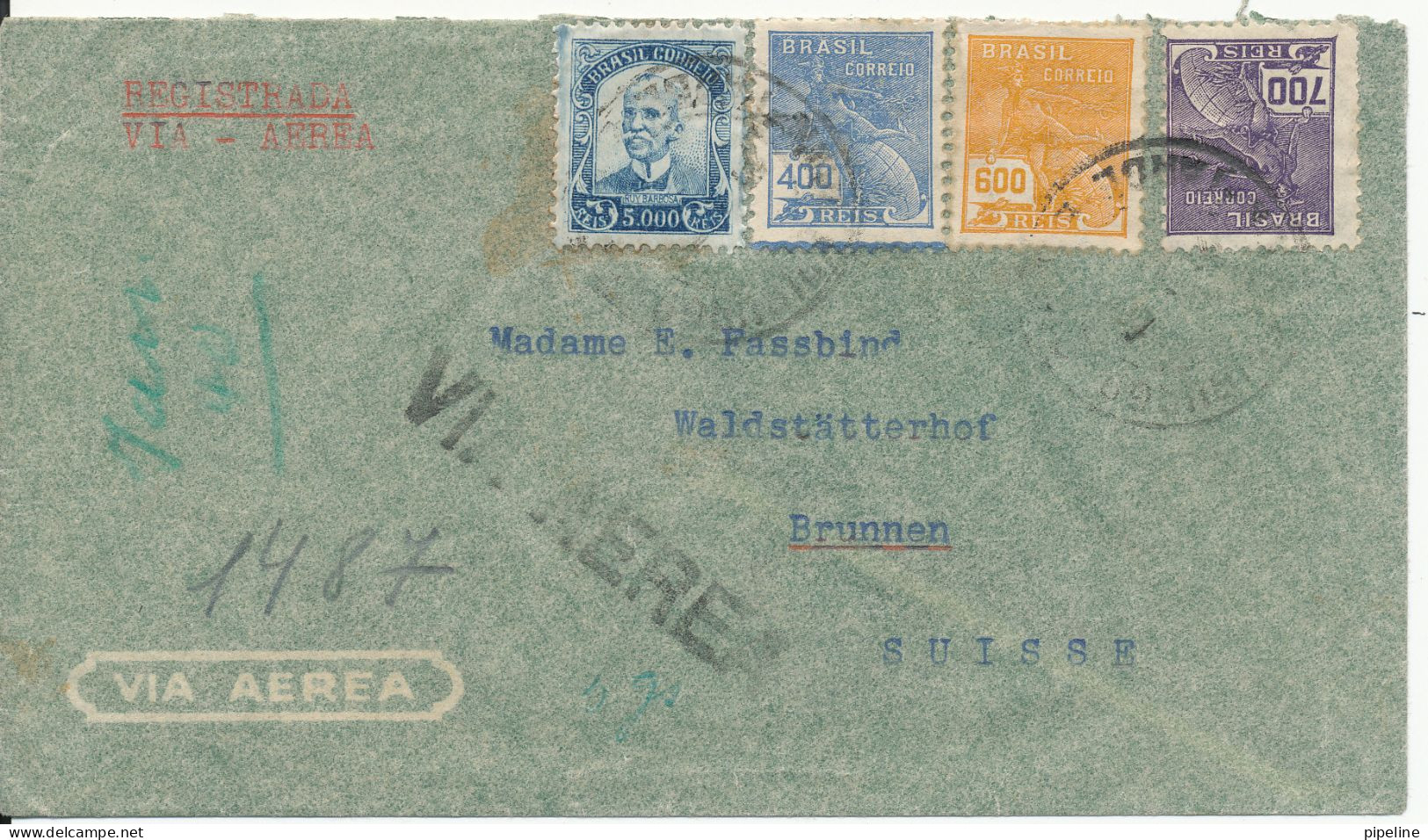 Brazil Air Mail Cover Sent To Switzerland 1940 - Aéreo