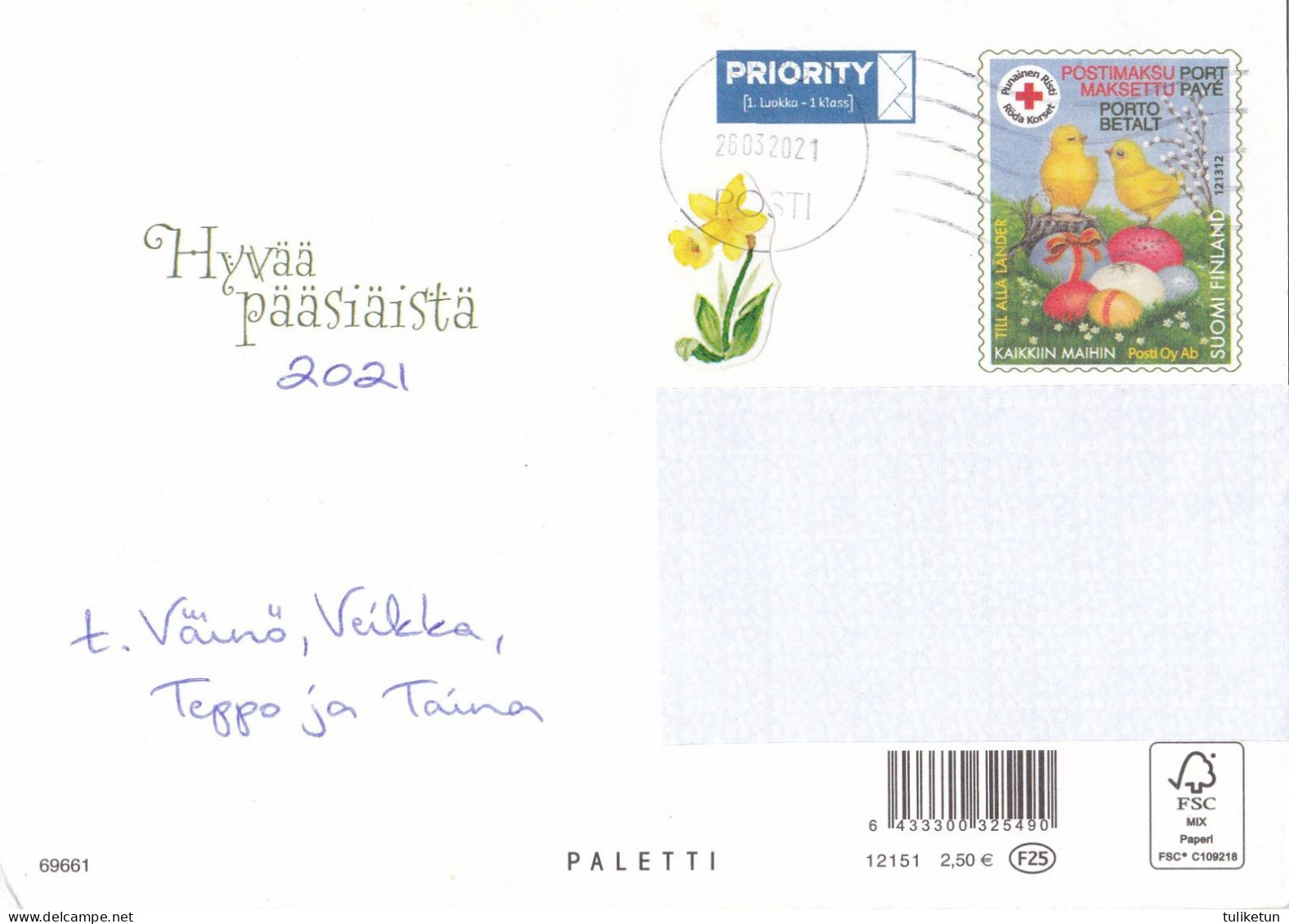 Postal Stationery - Rabbit - Chicks - Eggs - Happy Easter - Red Cross 2008 - Suomi Finland - Postage Paid - Postal Stationery