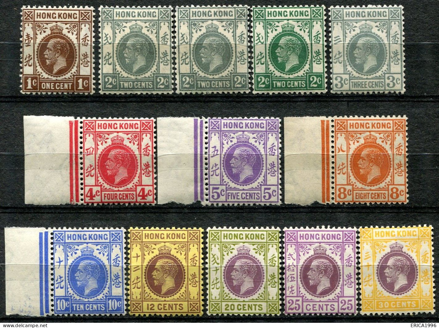 Z3752 HONG KONG CINA CHINA 1921-37 KGV Lotto Di 13 Francobolli Nuovi MH*-MNH**, Valore Catalogo € 148,  Buone E Ottime C - Unused Stamps