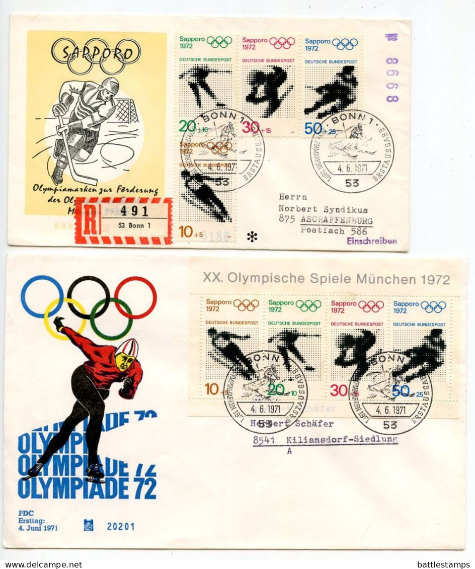 Germany, West 1971 6 FDCs Scott B472-B475 & B475a 1972 Winter Olympics in Sapporo Japan; 1 FDC Registered