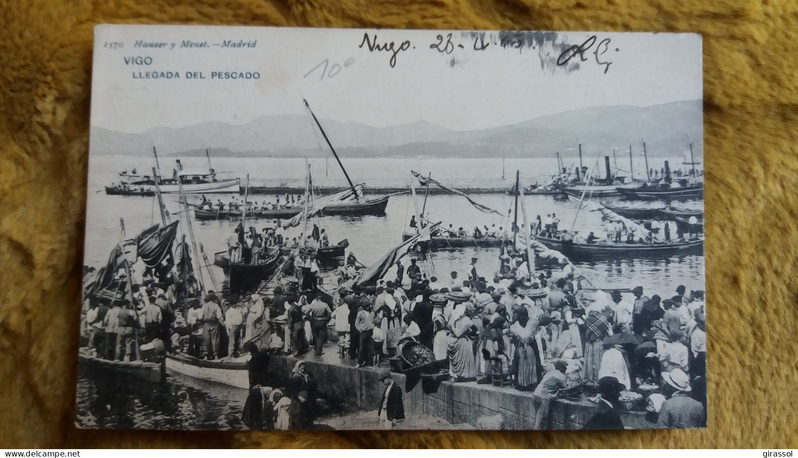 CPA VIGO LLEGADA DEL PESCADO ARRIVEE DE PECHEURS EN BARQUE ANIMATION 1905 HAUSER MENET - Pontevedra