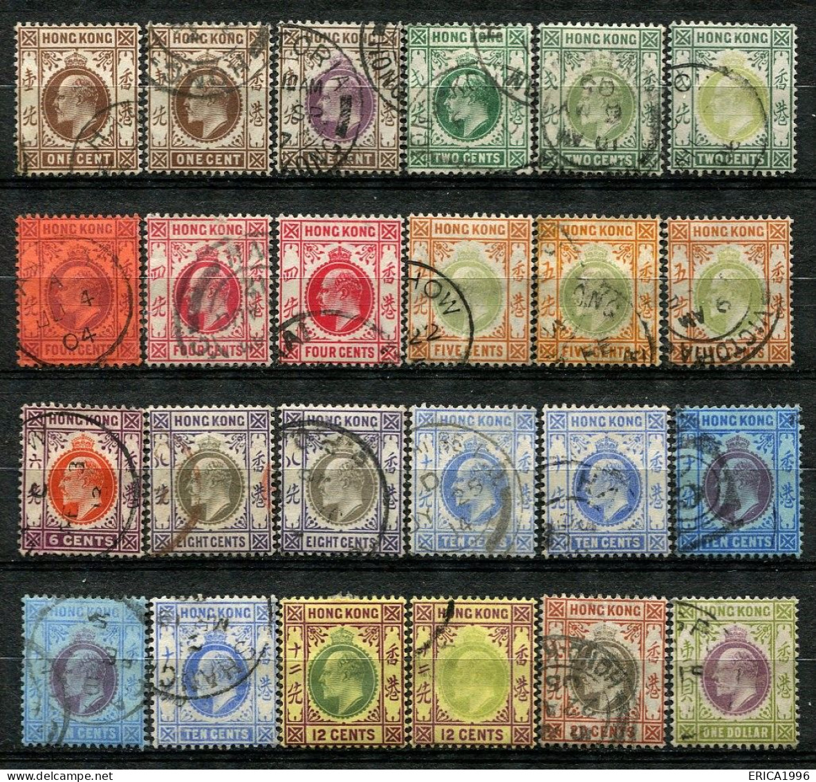 Z3755 HONG KONG CINA CHINA 1903-07 KEVIII Lotto Di 24 Francobolli Usati, Buone Condizioni - Used Stamps