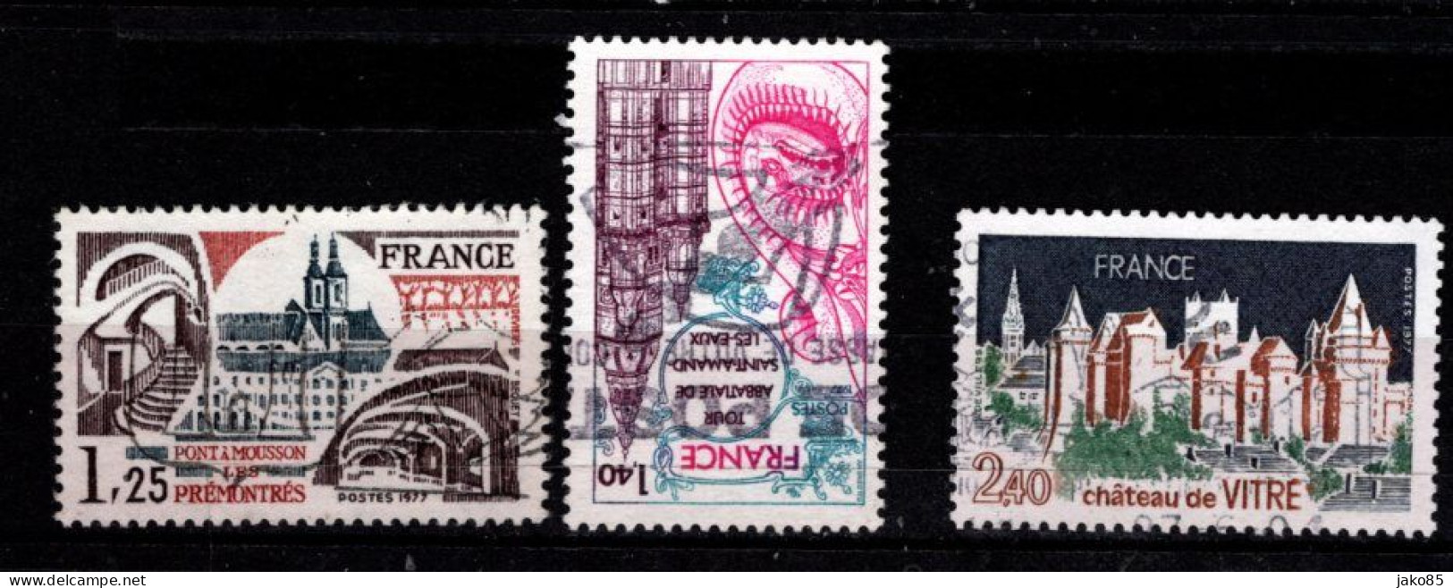 - FRANCE - 1977 - YT N° 1947 / 1949 - Oblitérés -  Série Touristique Complète - Usados