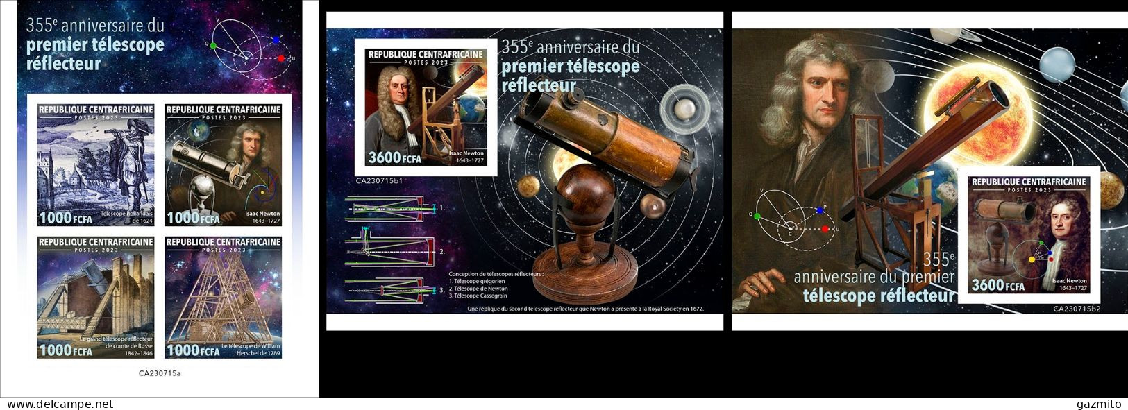 Centrafrica 2023, Copernicus, 4val In BF +2BF IMPERFORATED - Astronomy