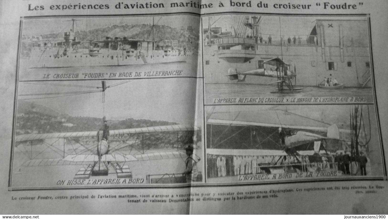 1912 EXCELSIOR ARTICLE DE PRESSE AVIATION MARITIME CROISEUR FOUDRE 1 JOURNA ANCIEN - Plaques De Verre