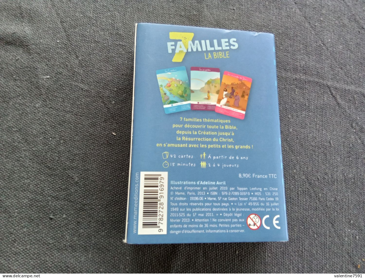 Jeu De 7 Familles  "  LA BIBLE ’  Dans Coffret     Bon état     Net  5 - Cartes à Jouer Classiques