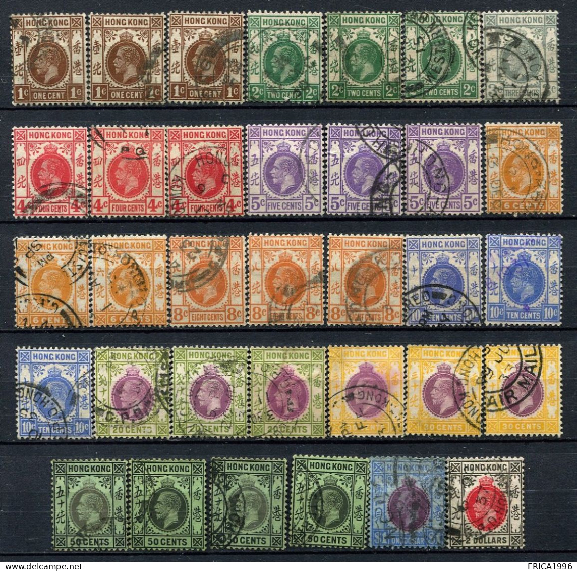 Z3756 HONG KONG CINA CHINA 1912-31 KGV Lotto Di 34 Francobolli Usati, Buone Condizioni - Gebruikt