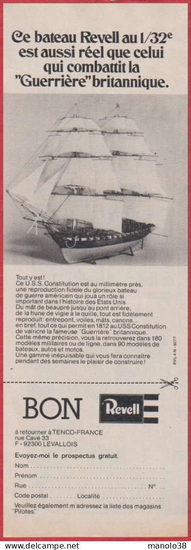 Maquette Revell. L' USS Constitution. Frégate En Bois à Trois-mâts De L'United States Navy. 1975. - Pubblicitari