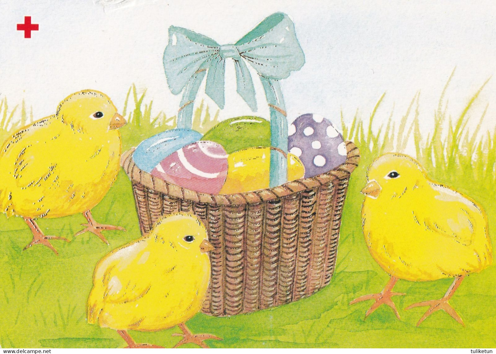 Postal Stationery - Chicks & Eggs In The Basket - Happy Easter - Red Cross 1991 - Suomi Finland - Postage Paid - Enteros Postales