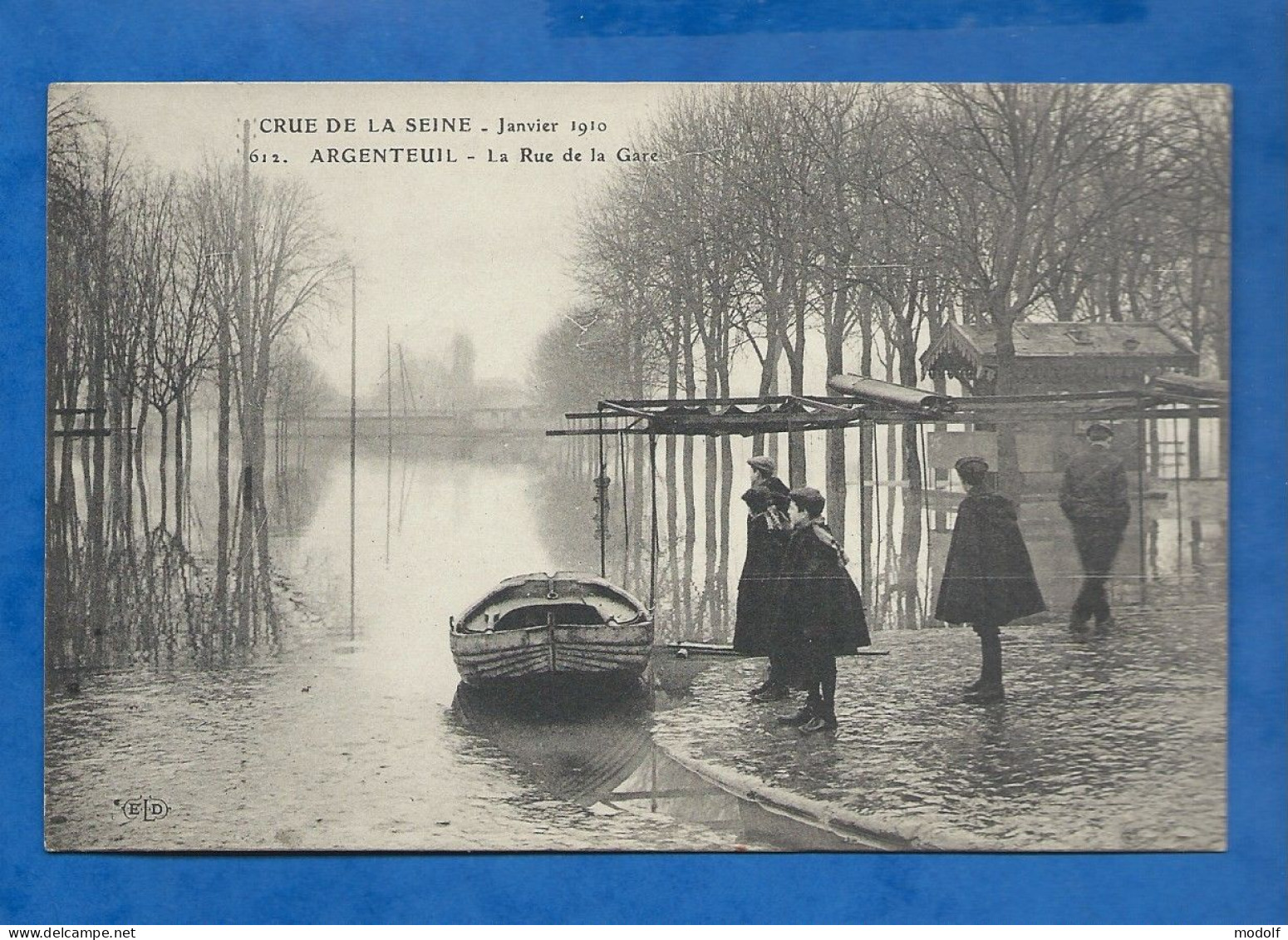 CPA - 95 - Argenteuil - Crue De La Seine - Janvier 1910 - La Rue De La Gare - Pub Arôme Maggi Au Dos - Non Circulée - Argenteuil