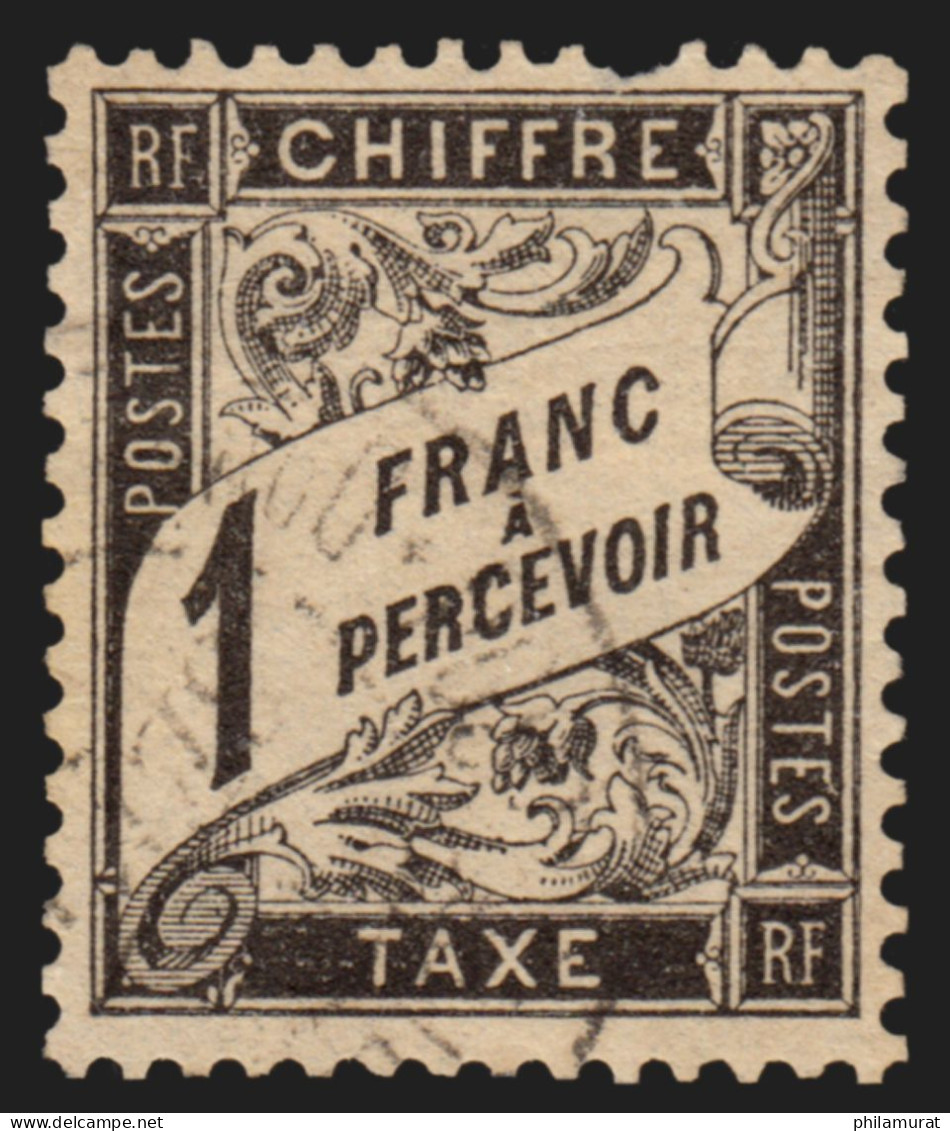 Timbres-Taxe N°22, Duval 1fr Noir, Oblitération Très Légère - 1 Dent Courte - 1859-1959 Used