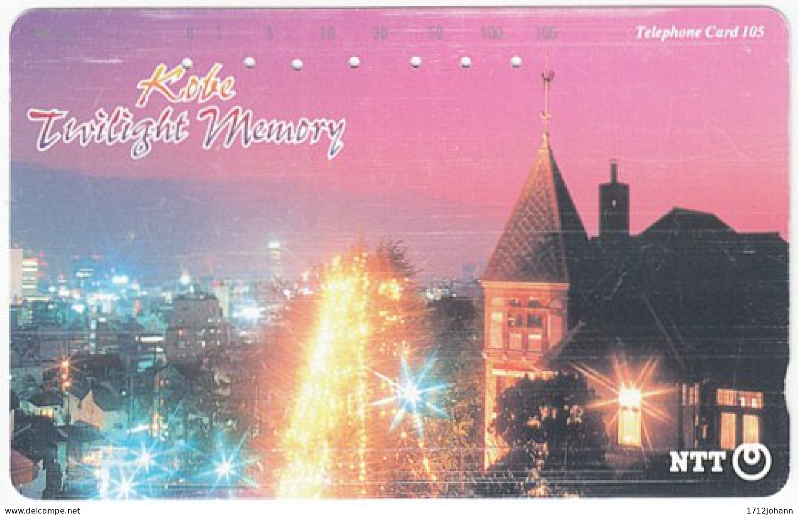 JAPAN T-589 Magnetic NTT [331-482] - View, Town By Night - Used - Japan